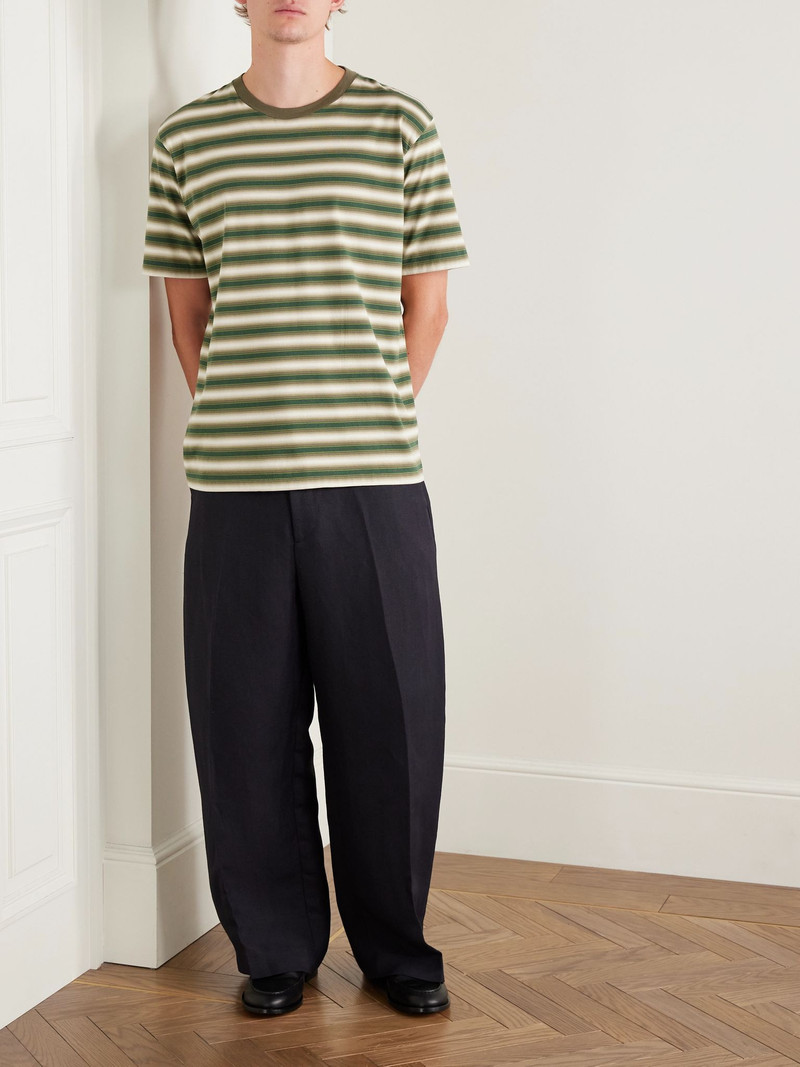 AURALEE Striped Cotton-Jersey T-Shirt Green outlook