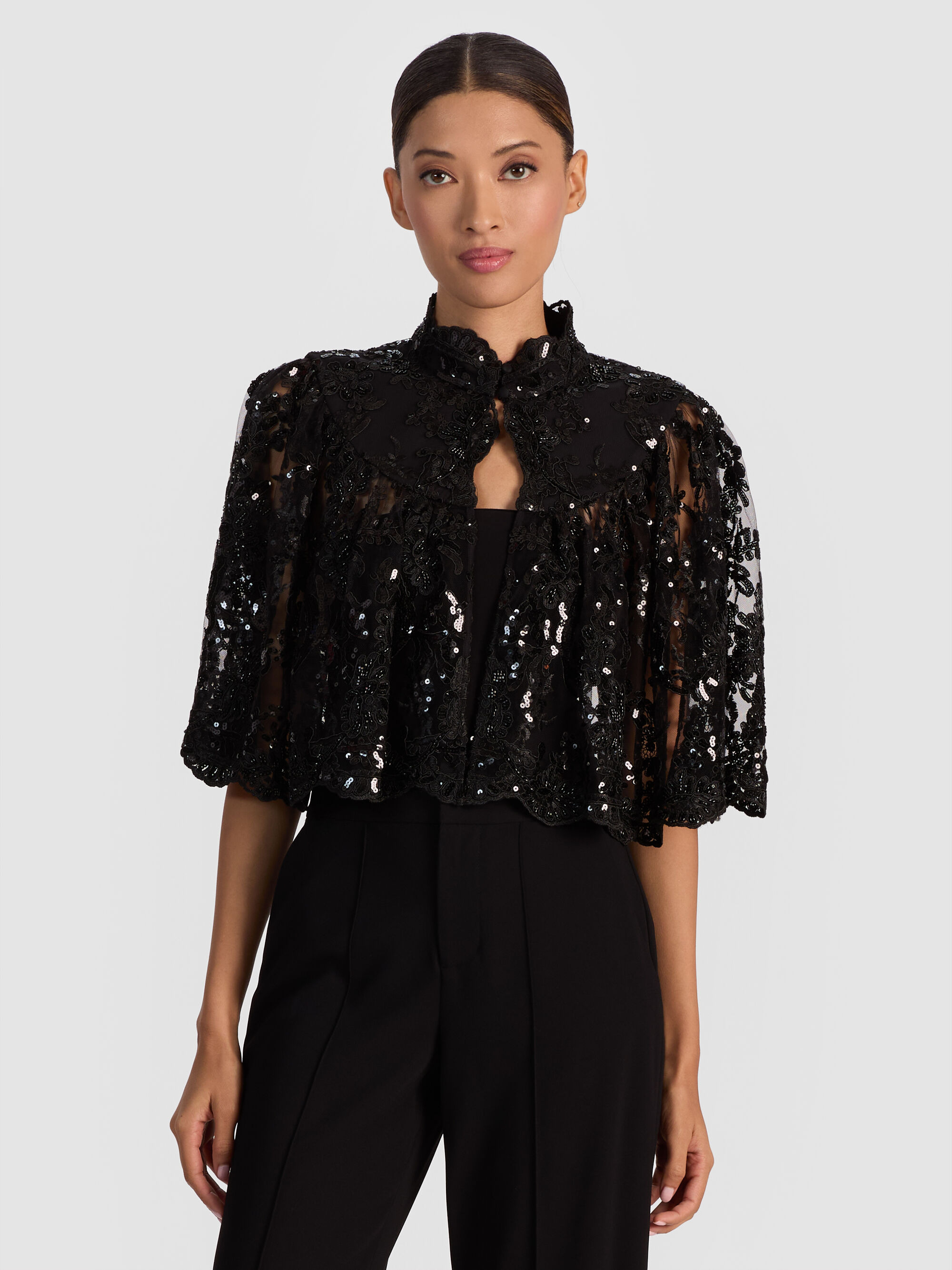 AURELIA EMBELLISHED LACE CAPELET - 2