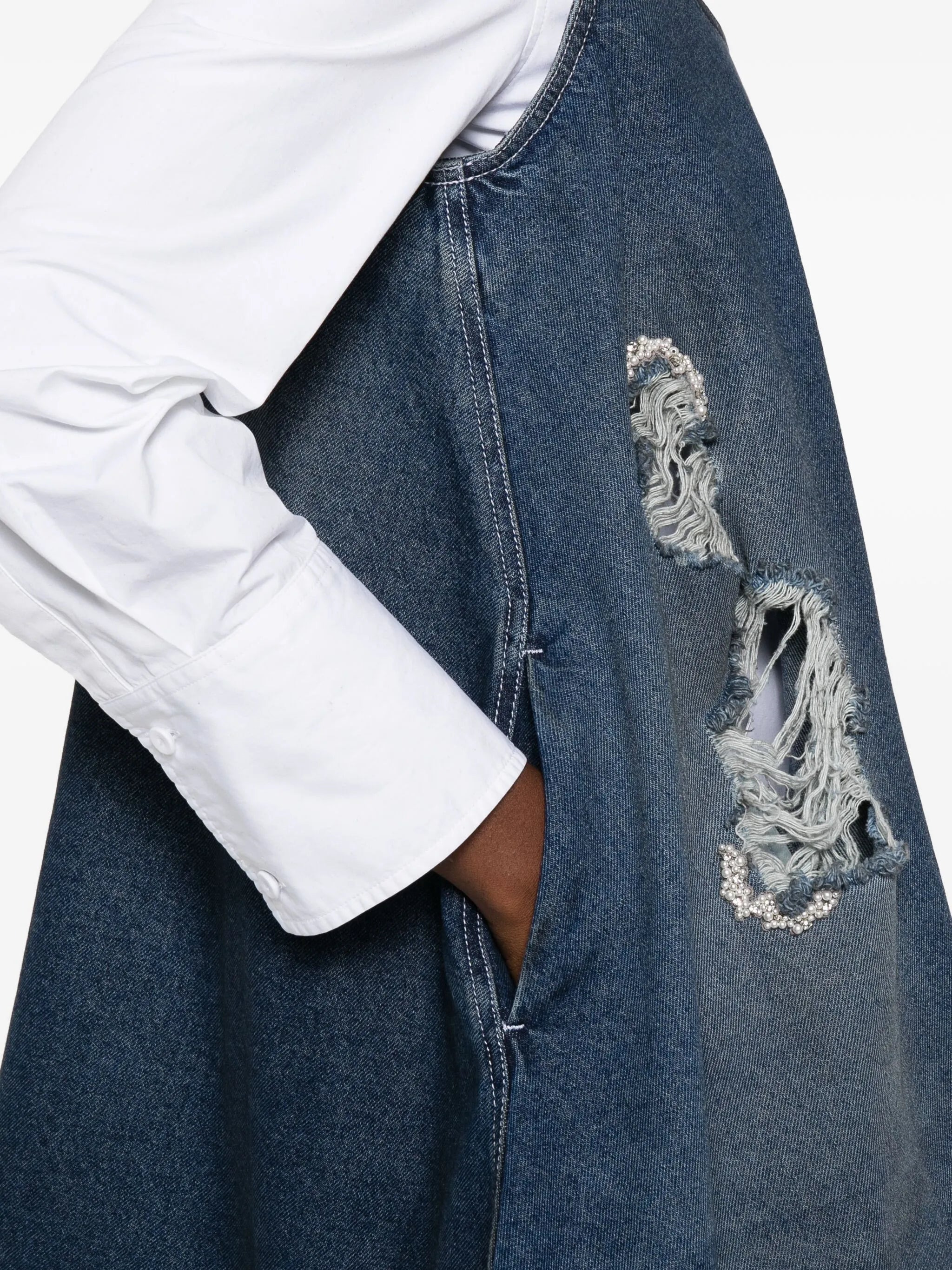 Simone Rocha Distressed-effect Denim Mini Dress - 4