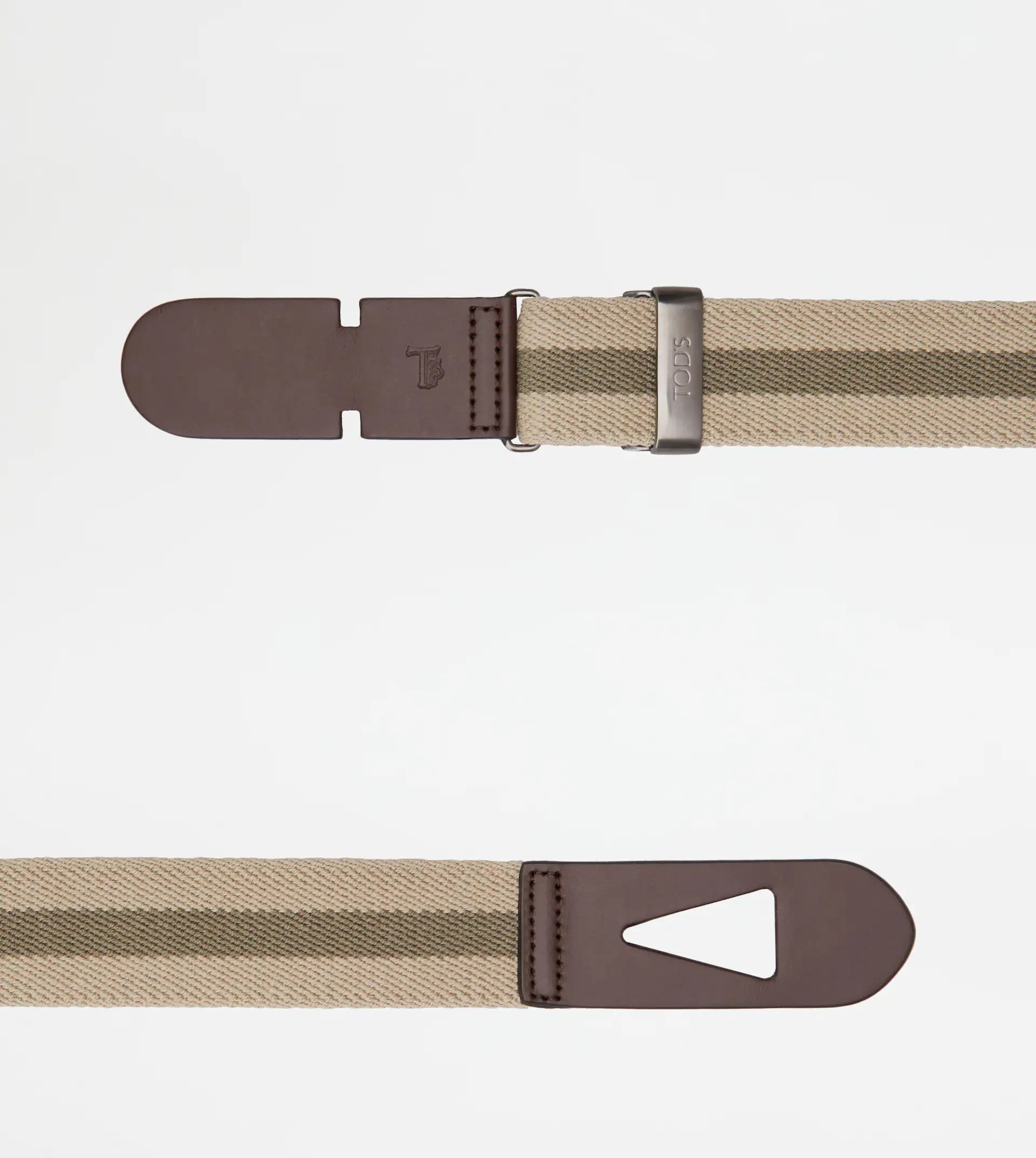 BELT IN CANVAS AND LEATHER - BEIGE, GREEN, BROWN - 2