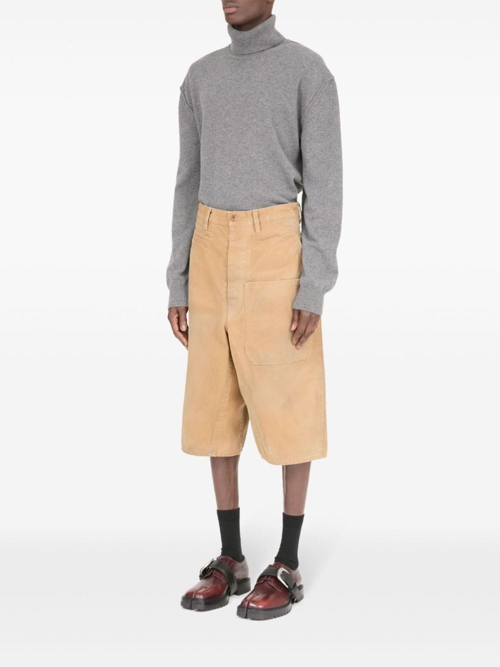 high-waisted cotton shorts - 6