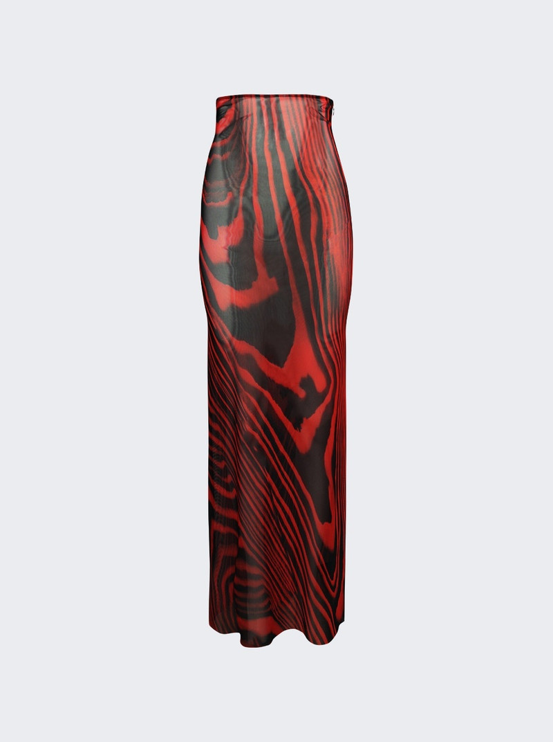 Printed Mesh Maxi Skirt Red And Black 1