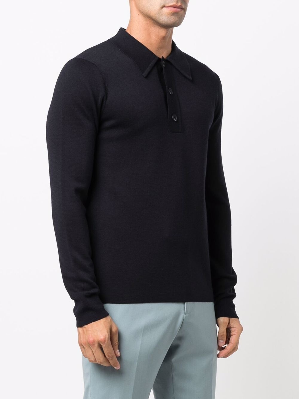 long-sleeve wool polo shirt - 3