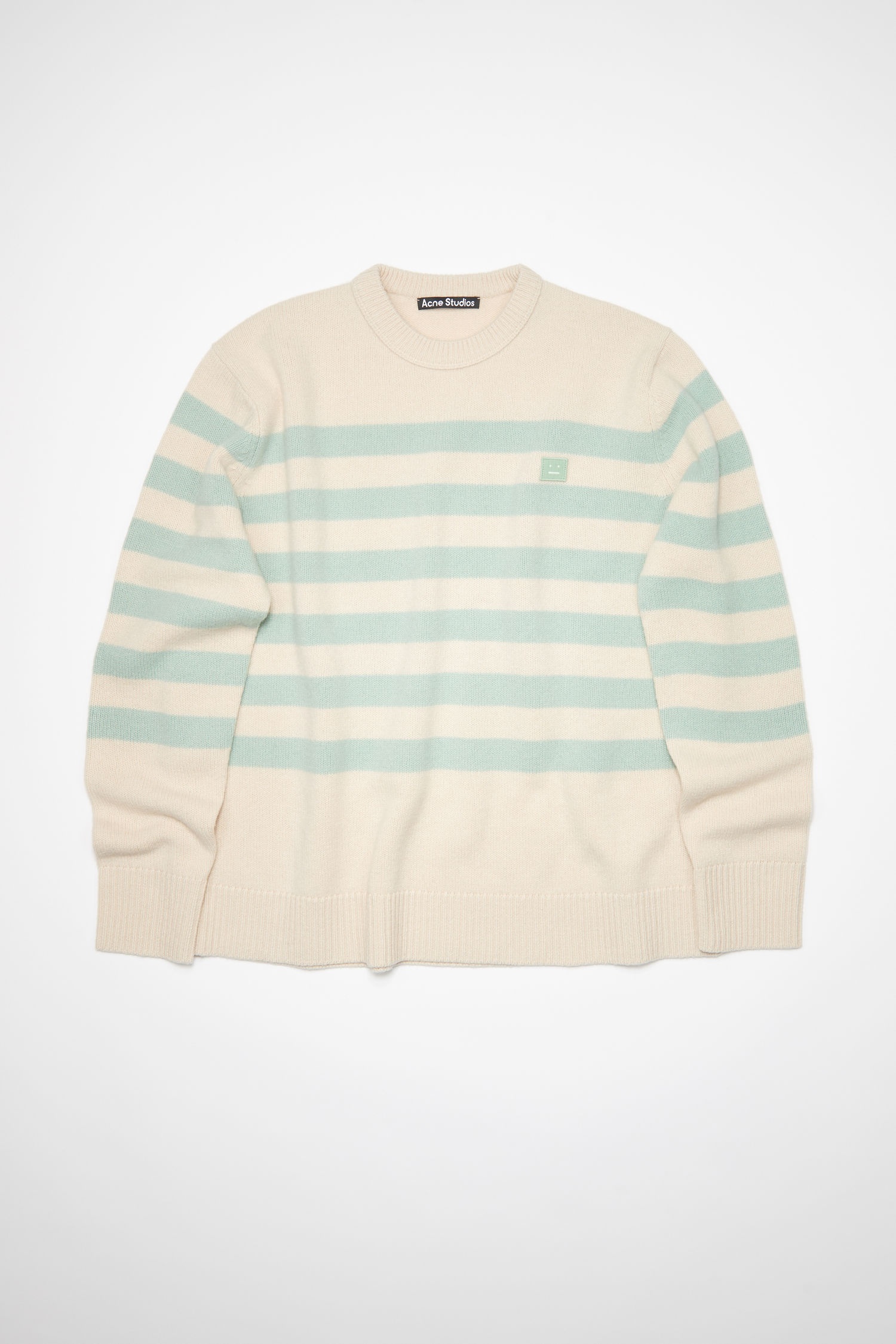 Striped Face sweater - Beige/green - 1