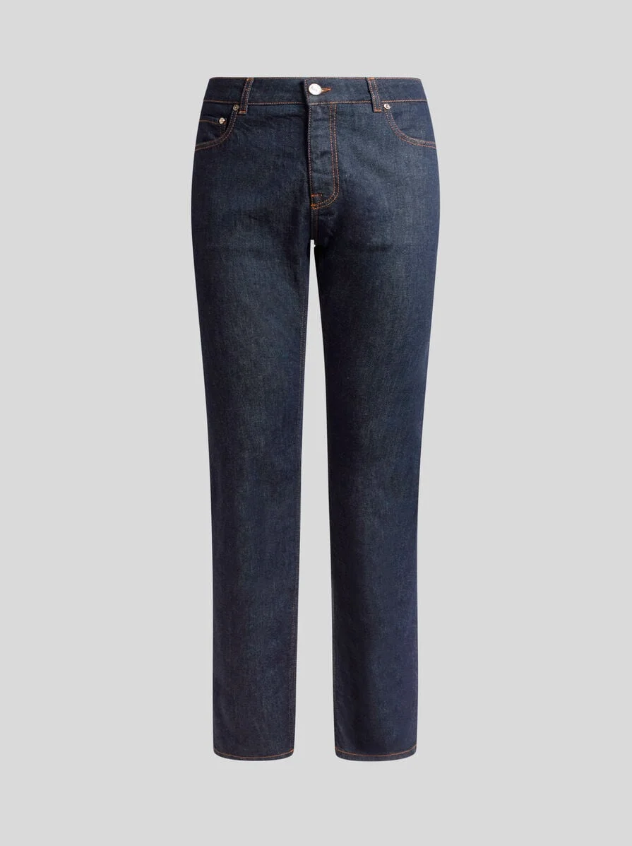 REGULAR-FIT COTTON DENIM JEANS WITH PEGASO EMBROIDERY - 1