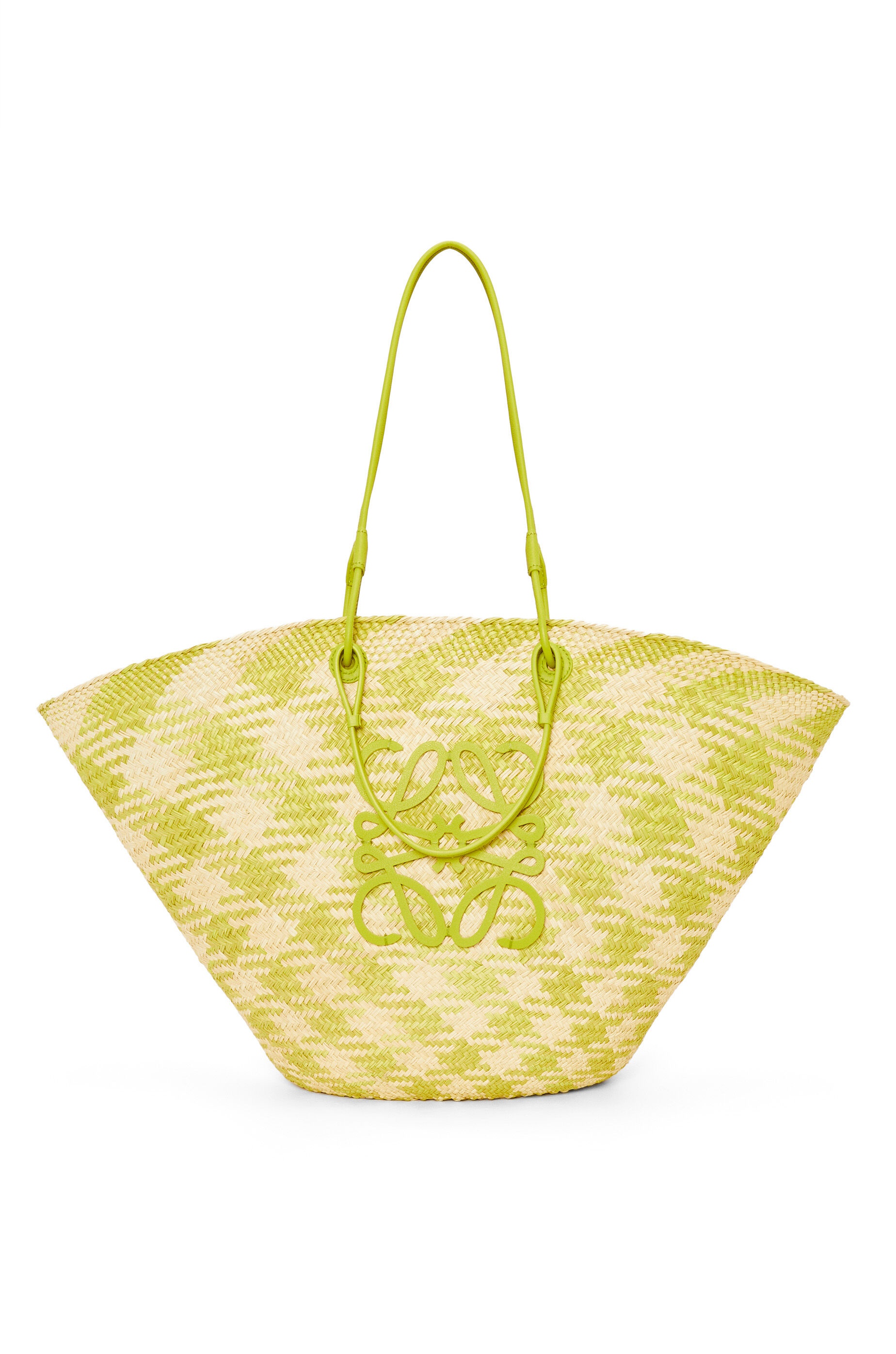 Large Anagram Basket bag in iraca palm and calfskin - 1