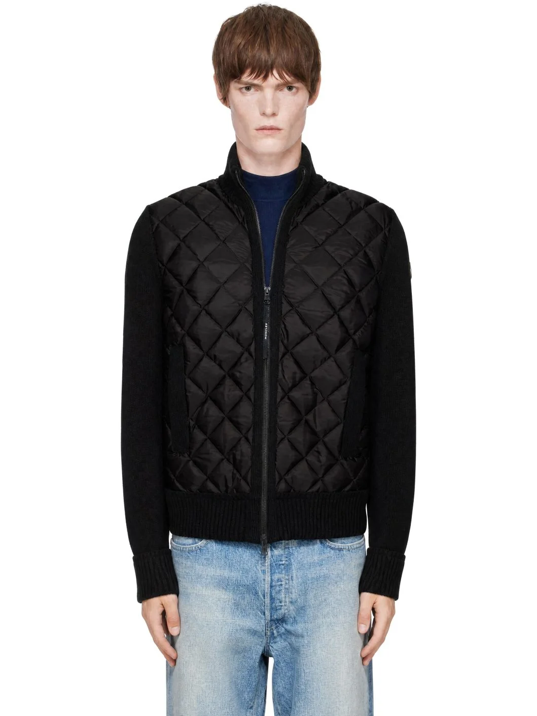 Black Wool & Nylon Down Cardigan - 1