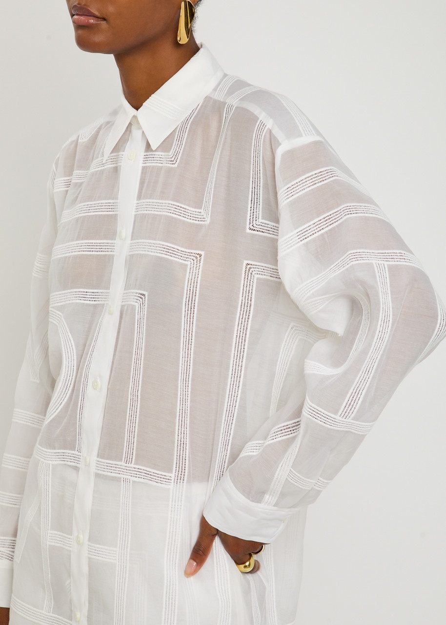 Toteme Logo Semi-sheer Cotton-blend Pyjama Shirt - 5