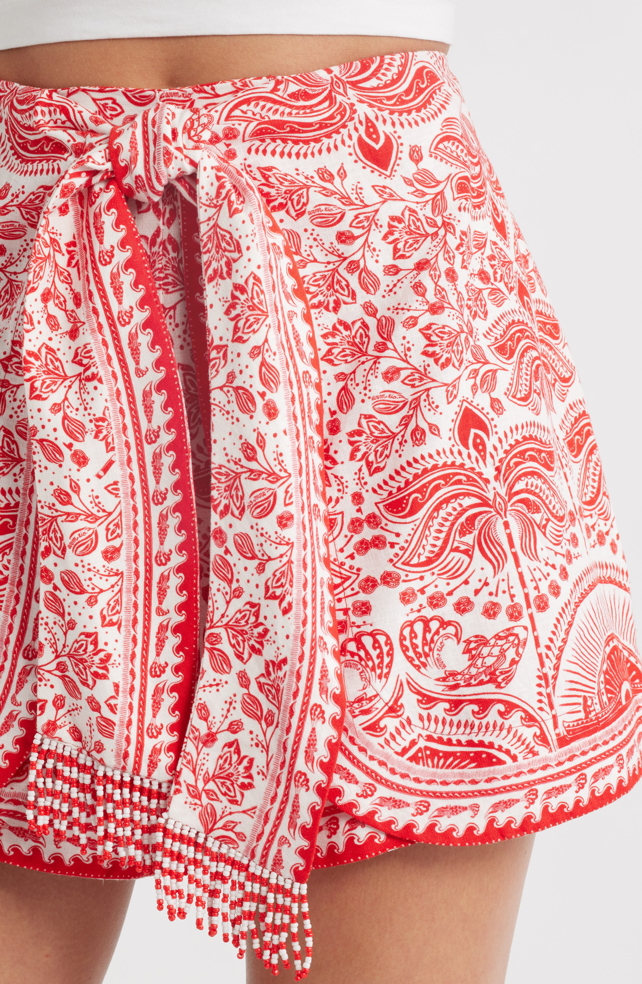 FARM Rio River Ride Linen Blend Shorts in Red at Nordstrom - 4