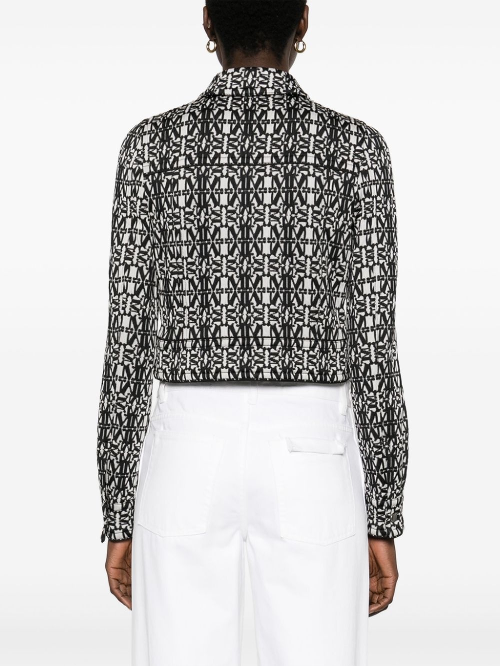 Tony monogram-pattern cropped jacket - 4