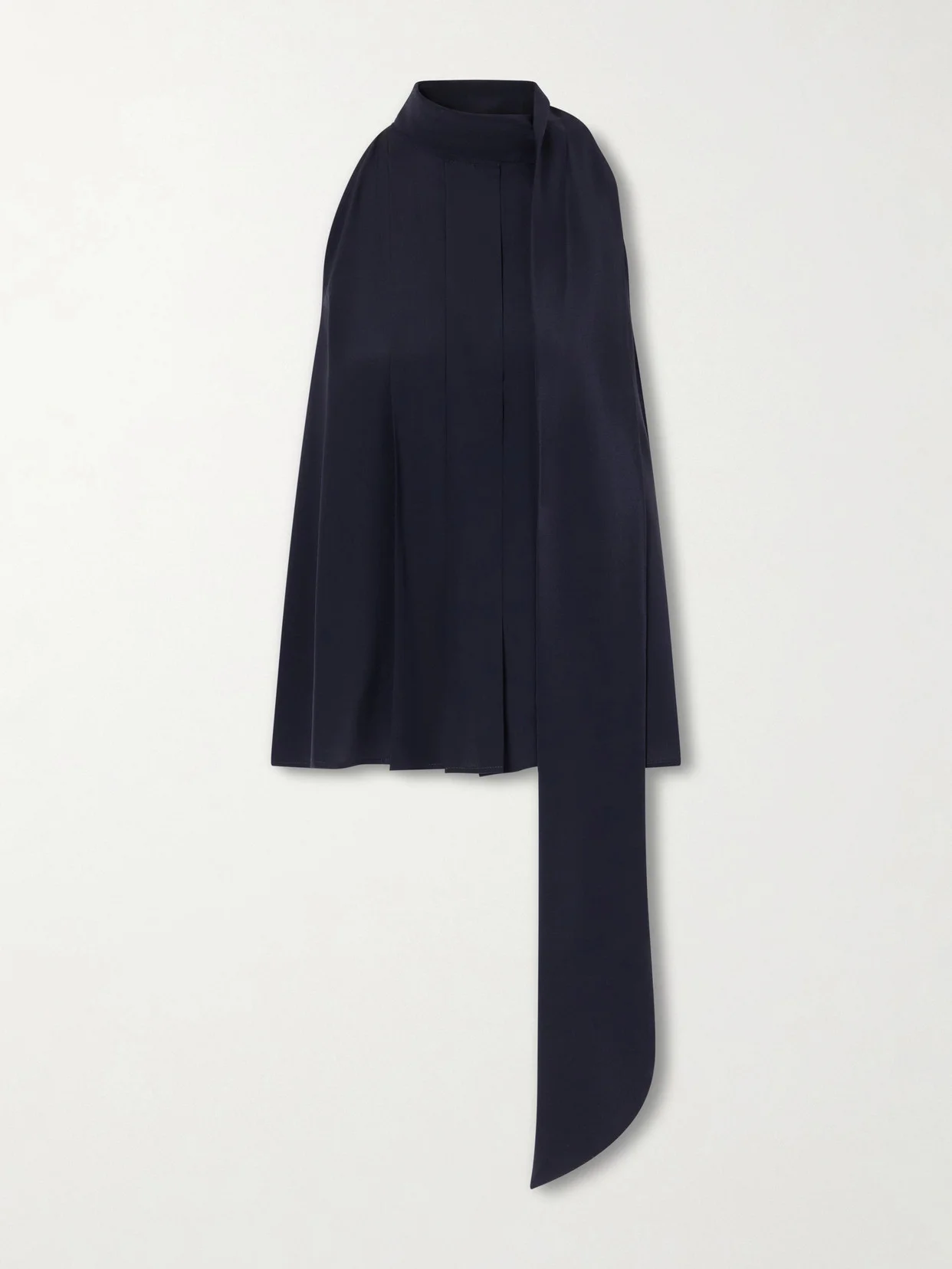 Draped Pleated Silk Blouse - 1