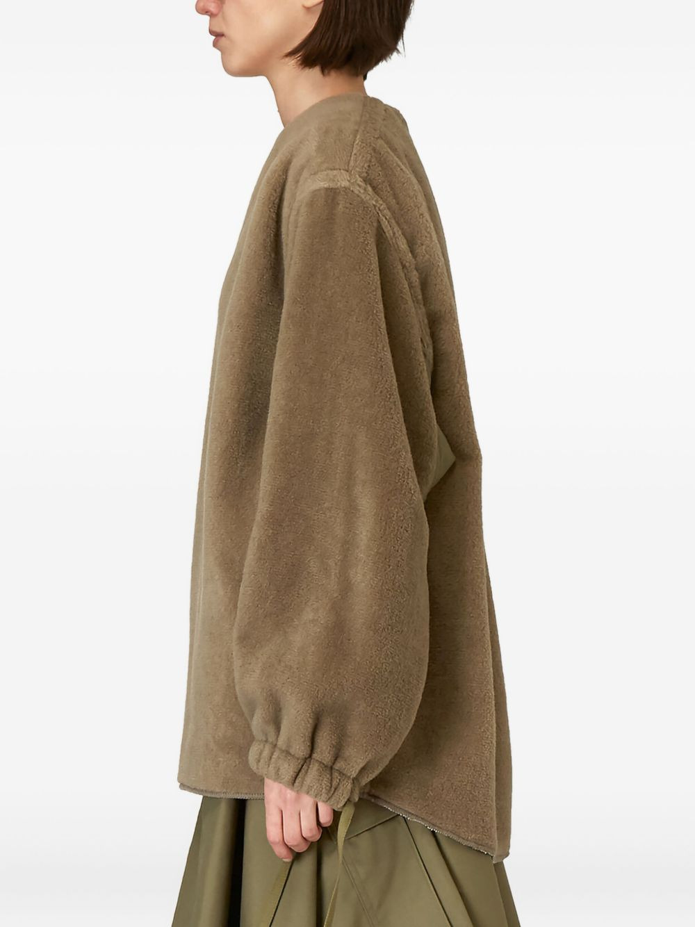 drawstring-cuff wool top - 3