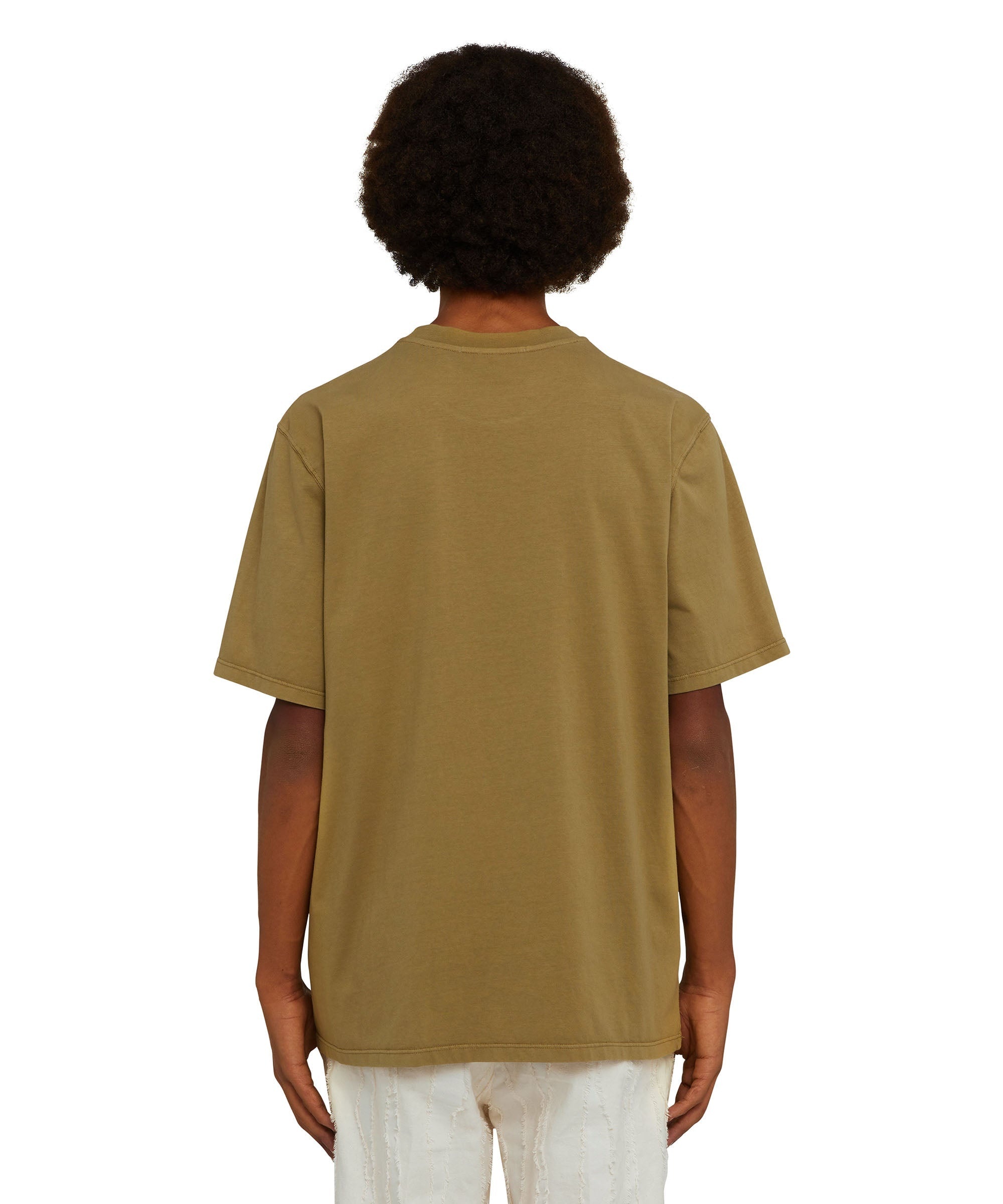 Solid color cotton crewneck t-shirt with label with logo - 3