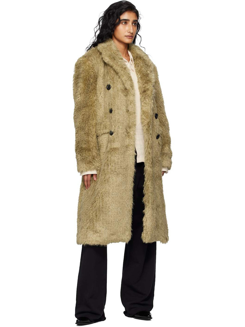 Andersson Bell Khaki Fields Buttons Faux-Fur Coat outlook