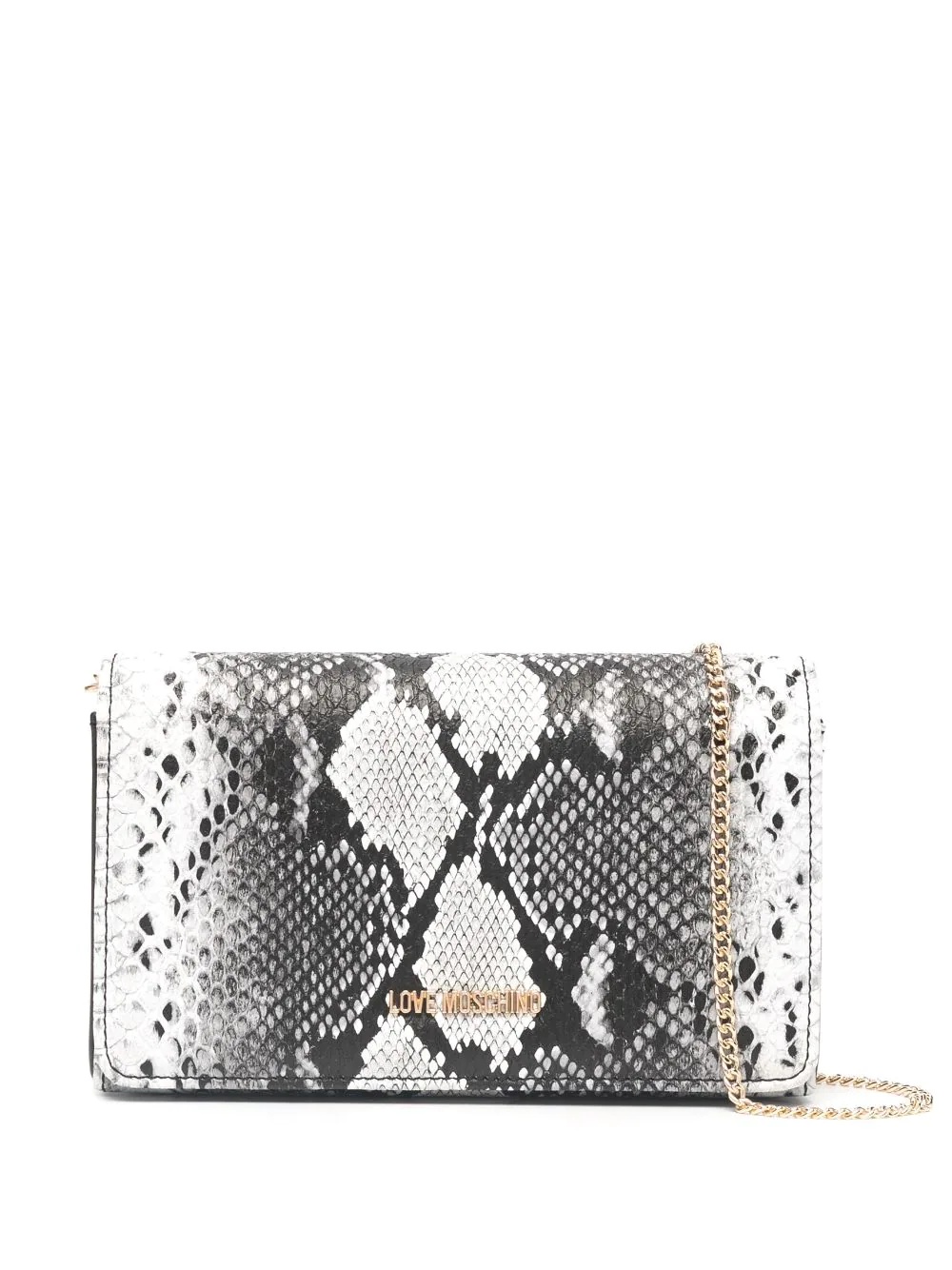 logo plaque snakeskin print crossbody - 1