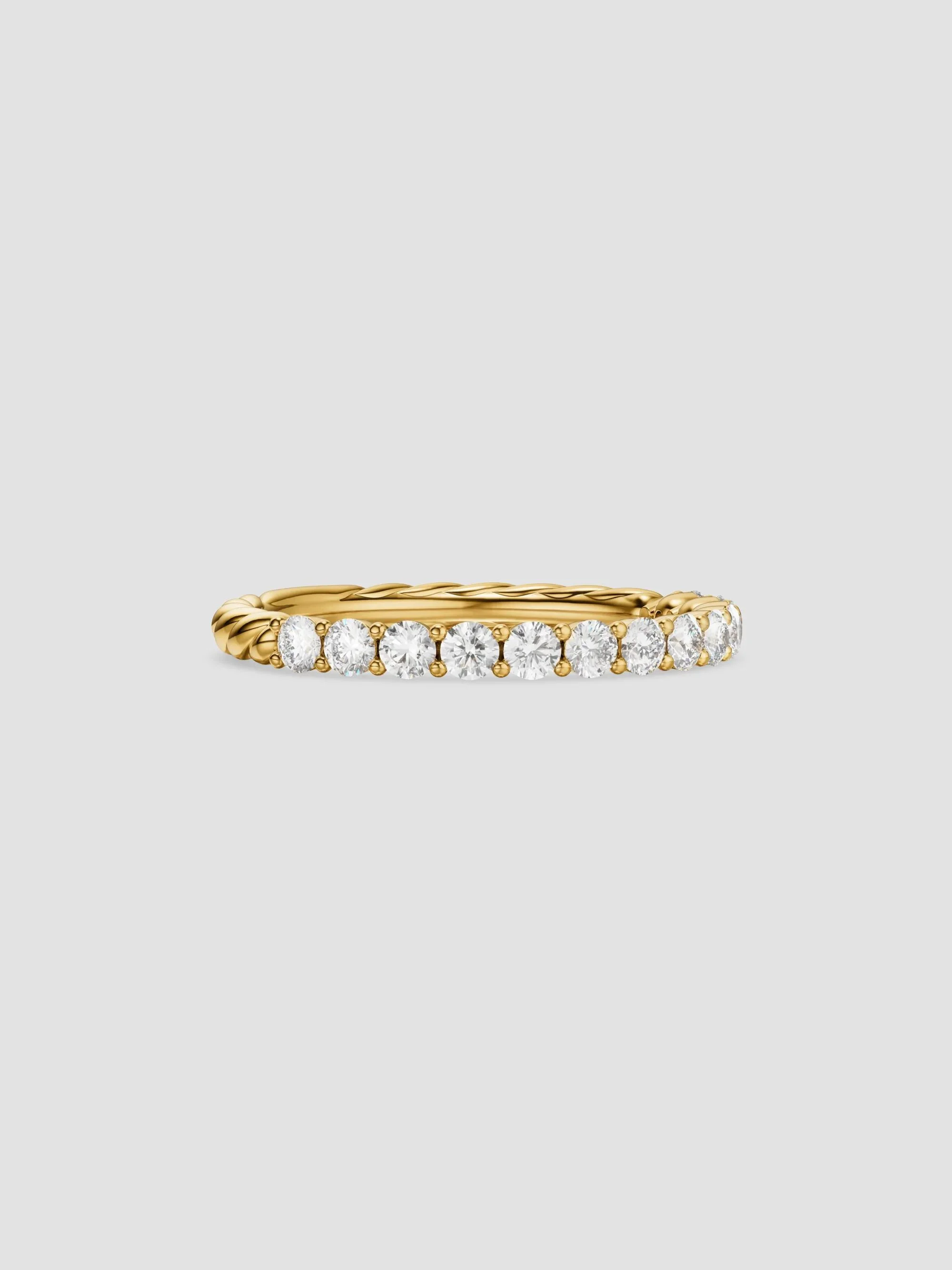 Women's Petite Pave Band Ring in 18K Yellow Gold - Gold - 1