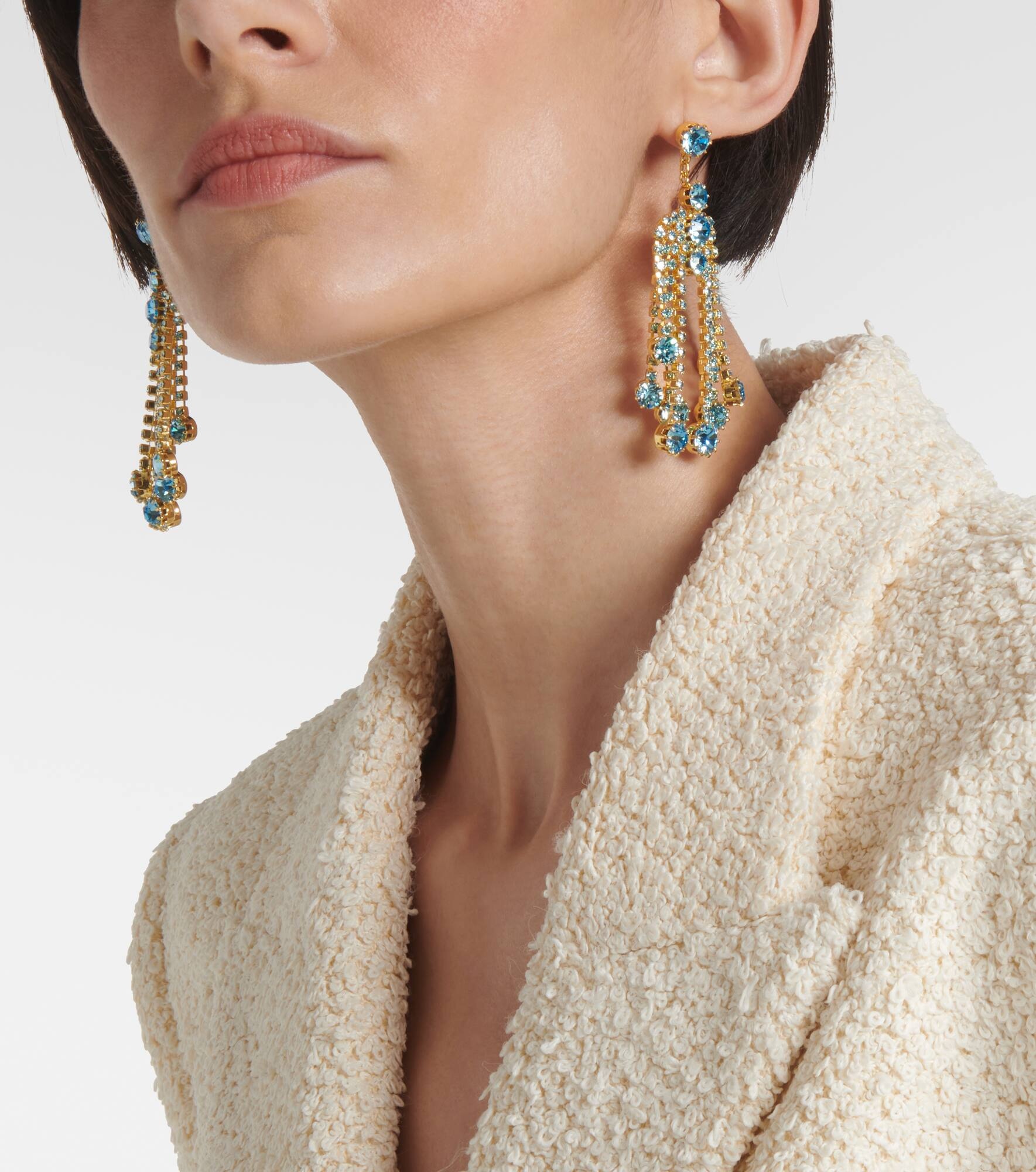 Crystal cascade drop earrings - 3