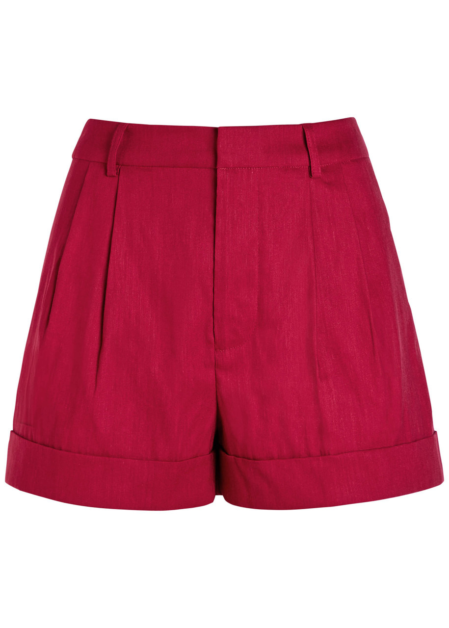 Alice + Olivia Conroy Cuffed Linen-blend Shorts - 1