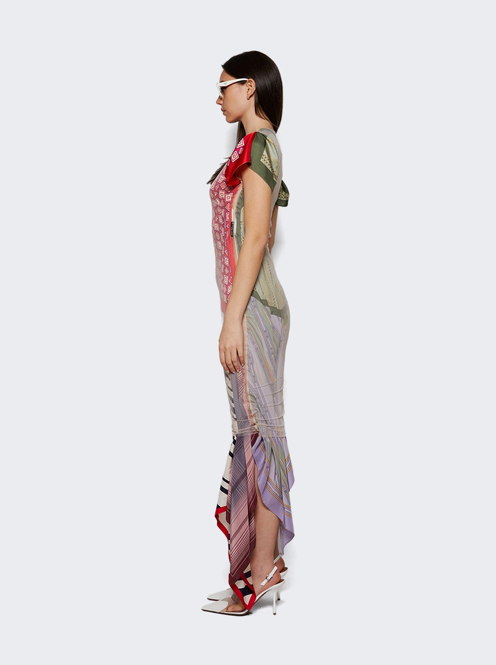Regenerated Silk Scarves Long Fitted Dress Multicolor - 3