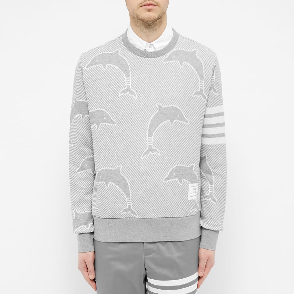 Thom Browne Dolphin Jacquard Four Bar Crew Sweat - 4