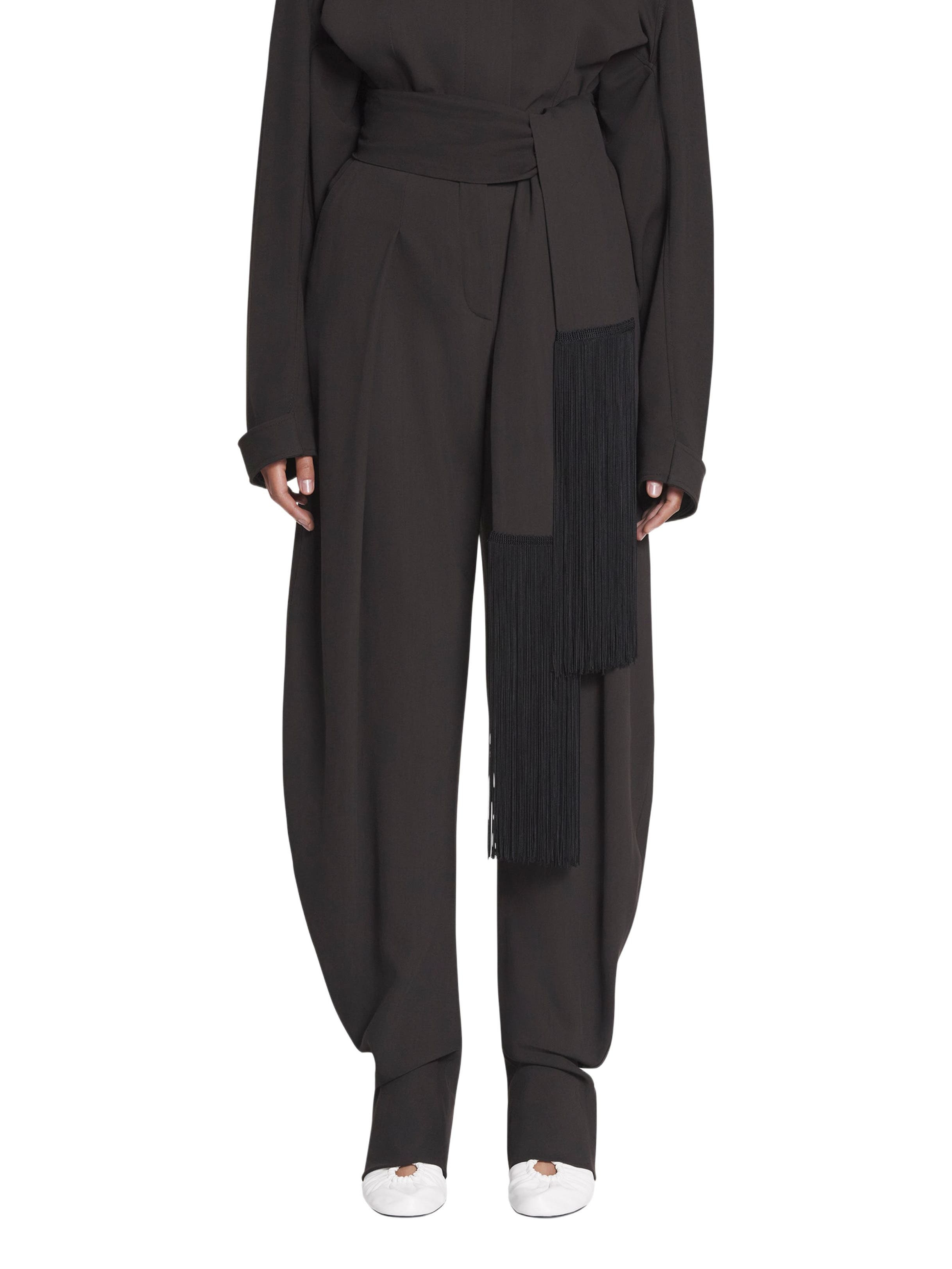 Lanvin Wool And Viscose Barrel Pants in Dark Brown at Nordstrom - 3