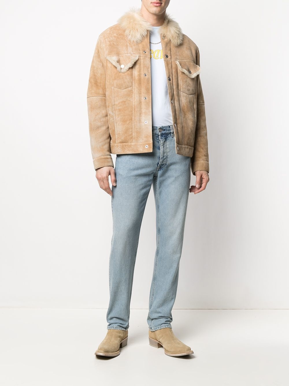 buttoned-up shearling jacket - 2