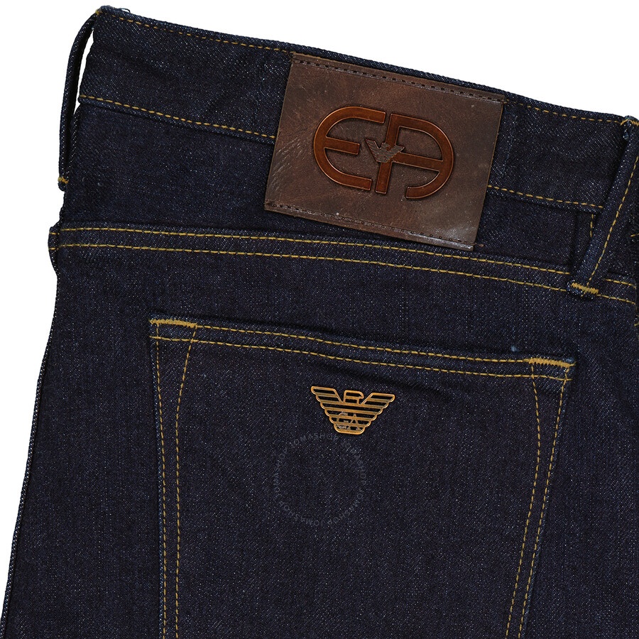 Emporio Armani Men's Blue Logo-Patch Slim-Fit Jeans - 6