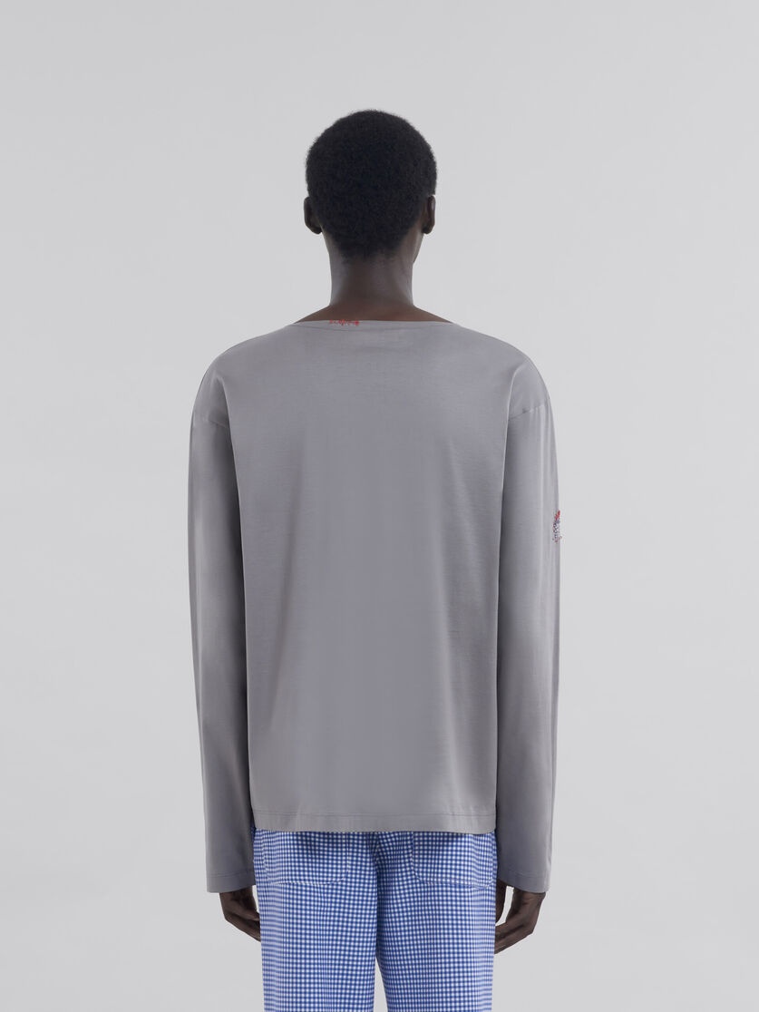 GREY ORGANIC COTTON LONG SLEEVED T-SHIRT - 3