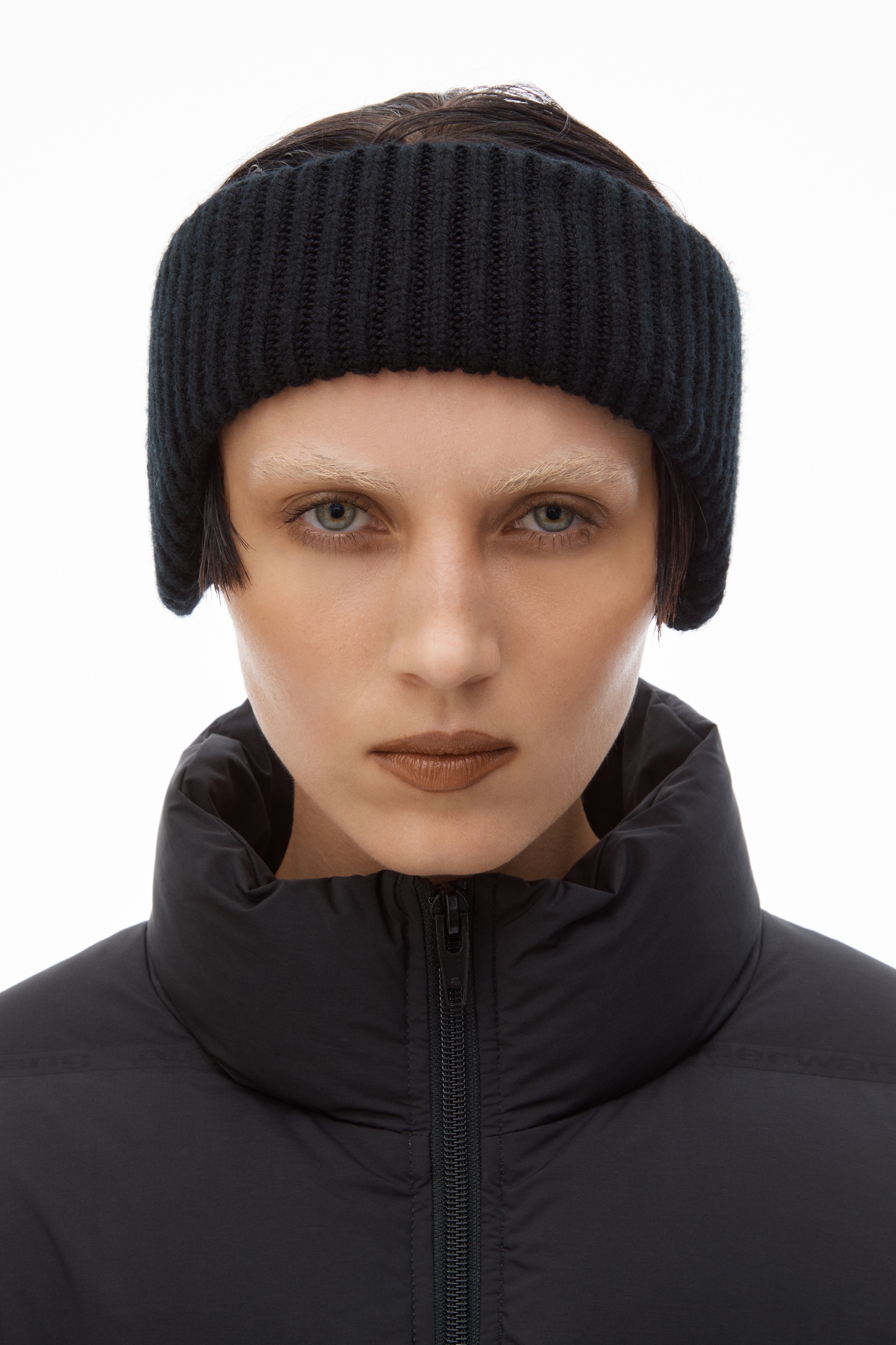 logo earmuff headband in ribbed wool stretch - 2