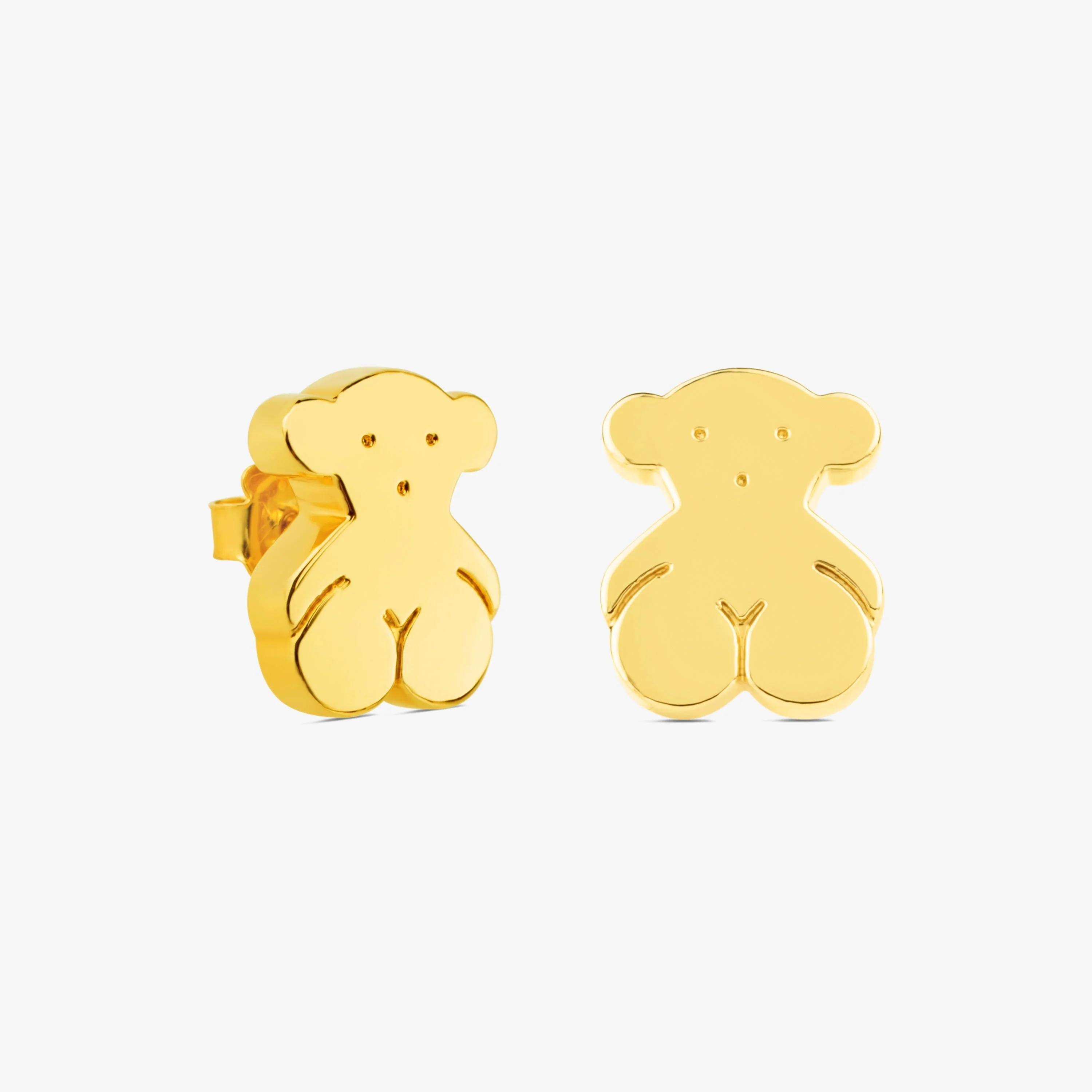 18K solid gold Sweet Dolls Earrings big Bear motif. Push back. - 1
