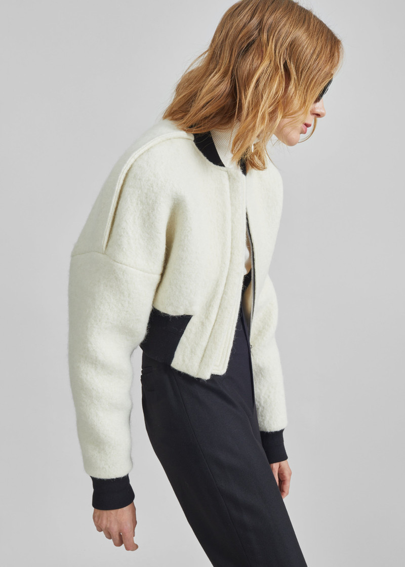 Dimaro Wool Cropped Bomber Jacket - Ivory 8