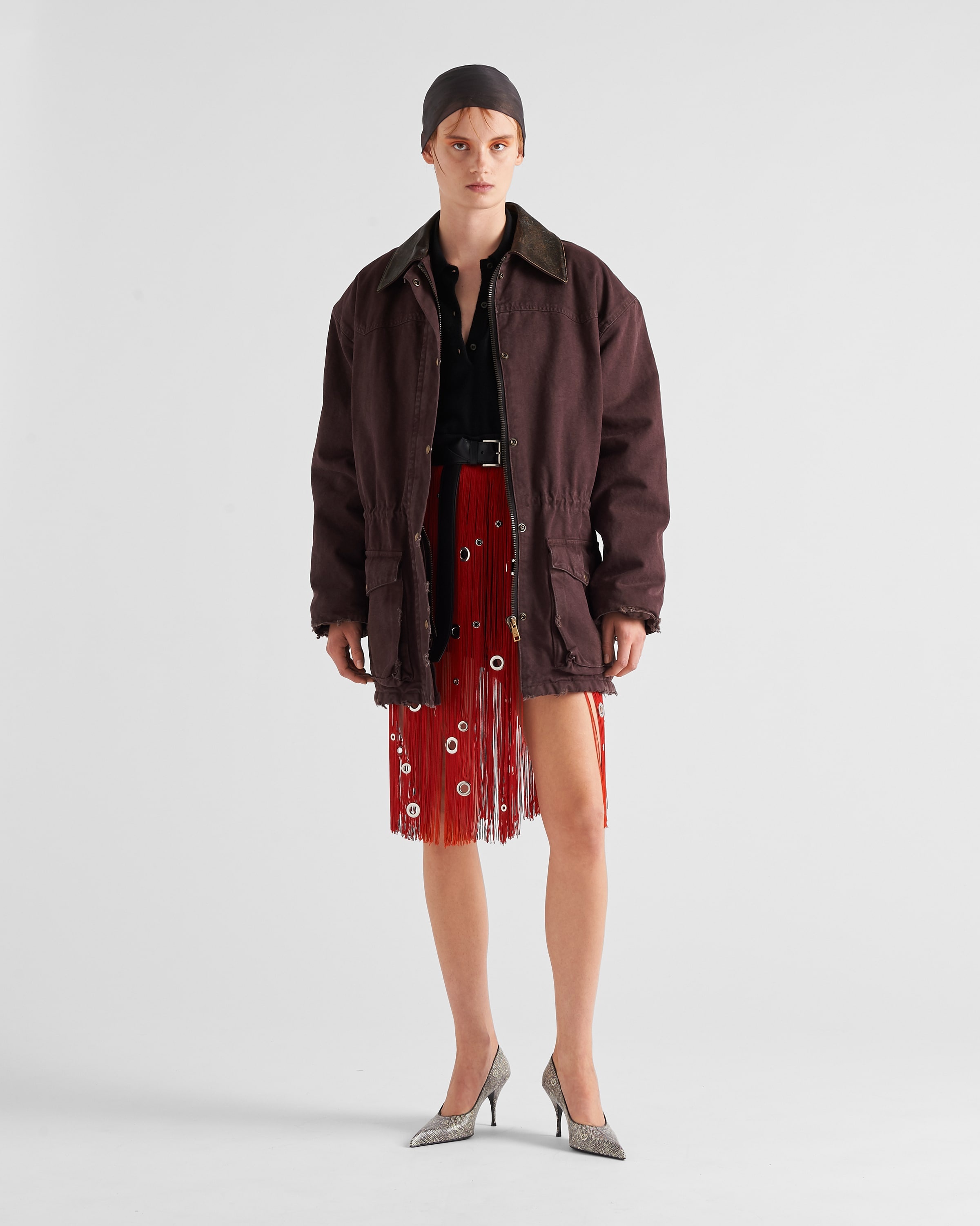 Midi-skirt with fringe and grommet embellishment - 2