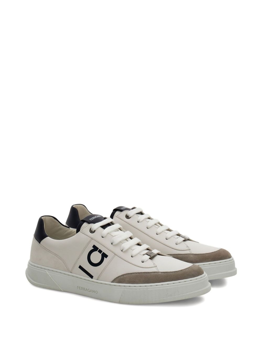 logo-embroidered leather sneakers - 2