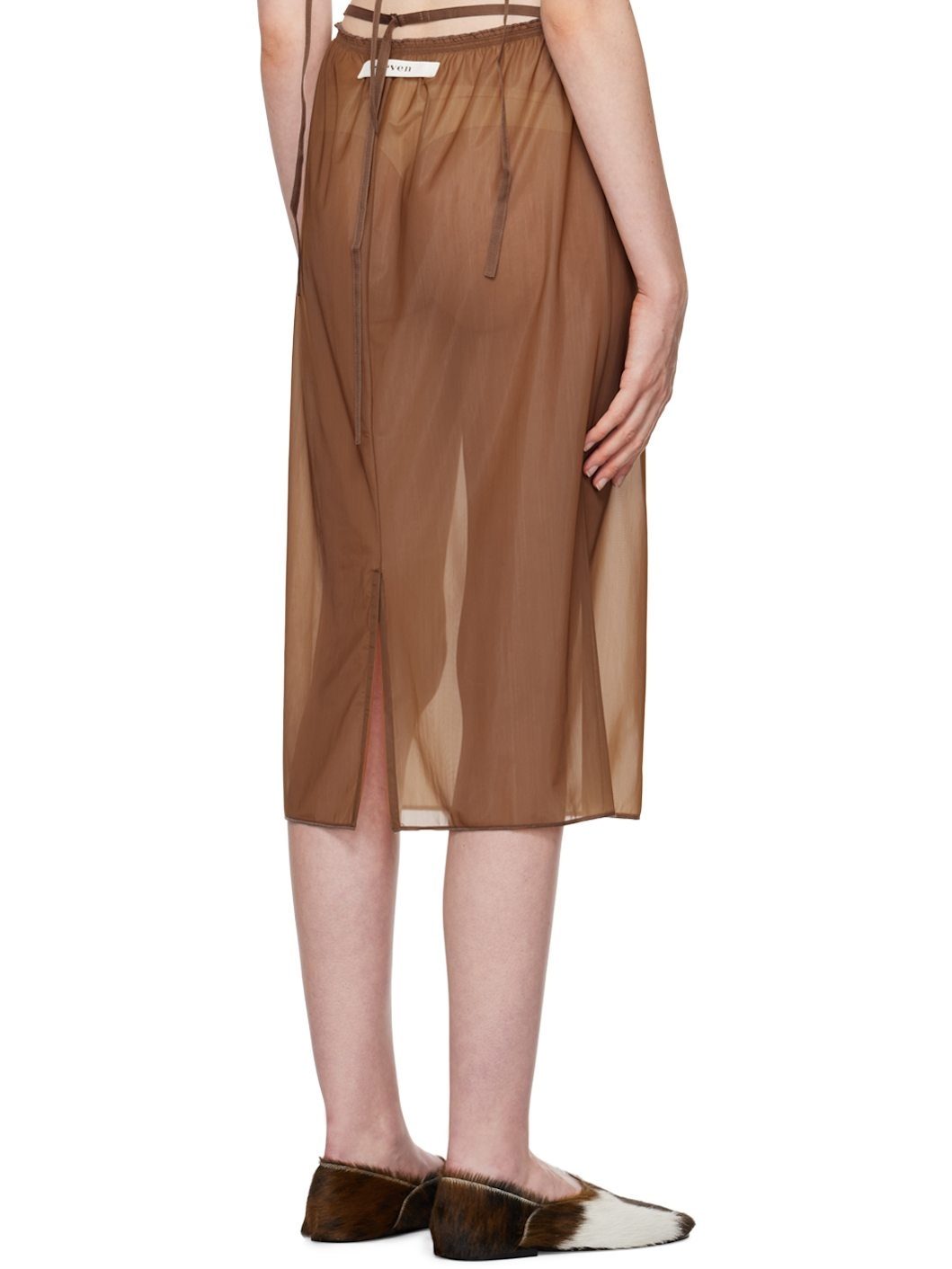 Brown Sheer Midi Skirt - 3