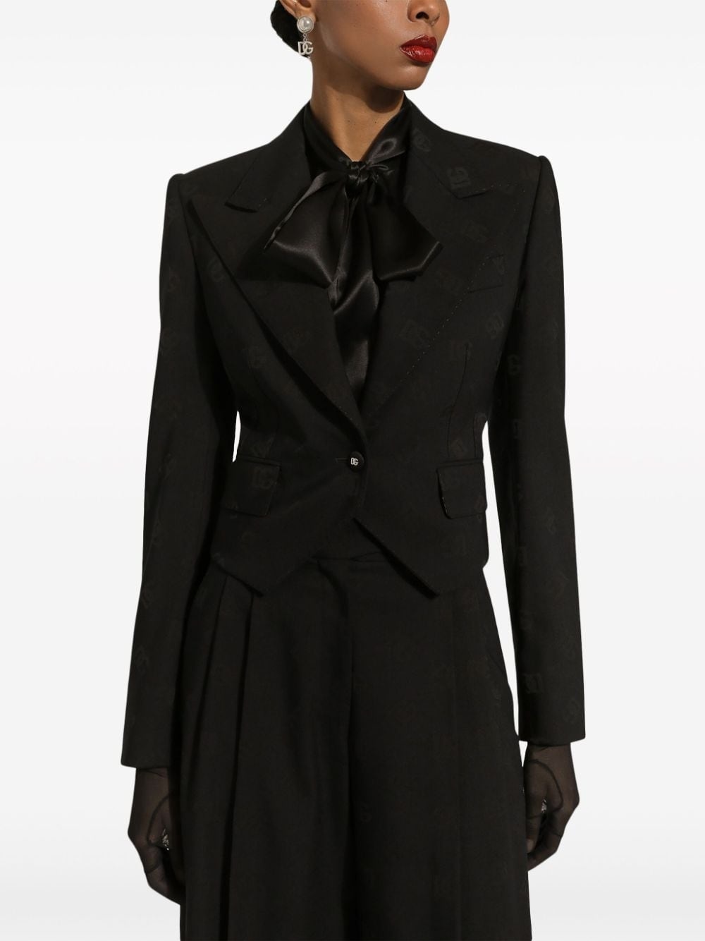 monogram-jacquard single-breasted blazer - 5