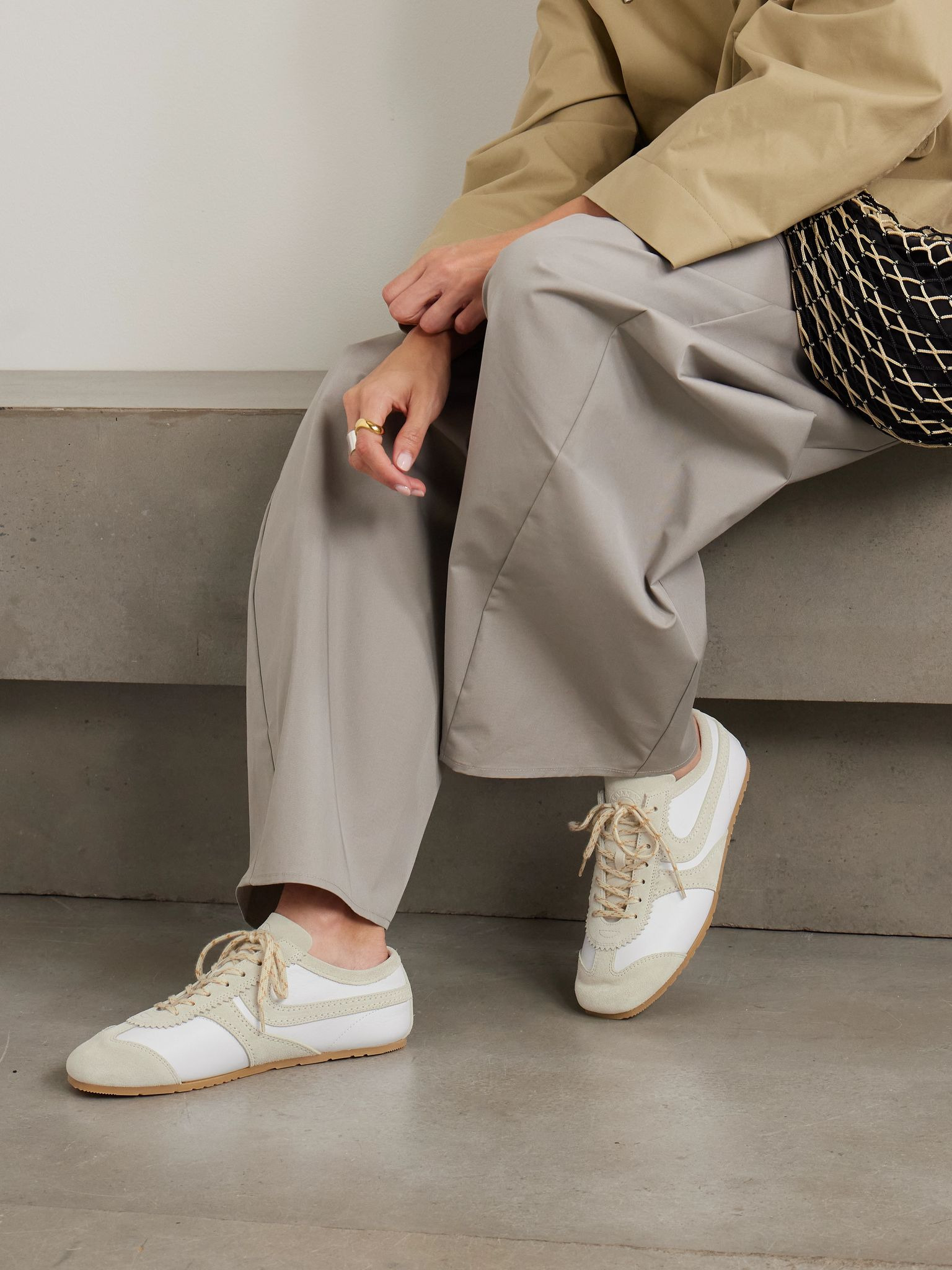 Suede-trimmed leather sneakers White - 2