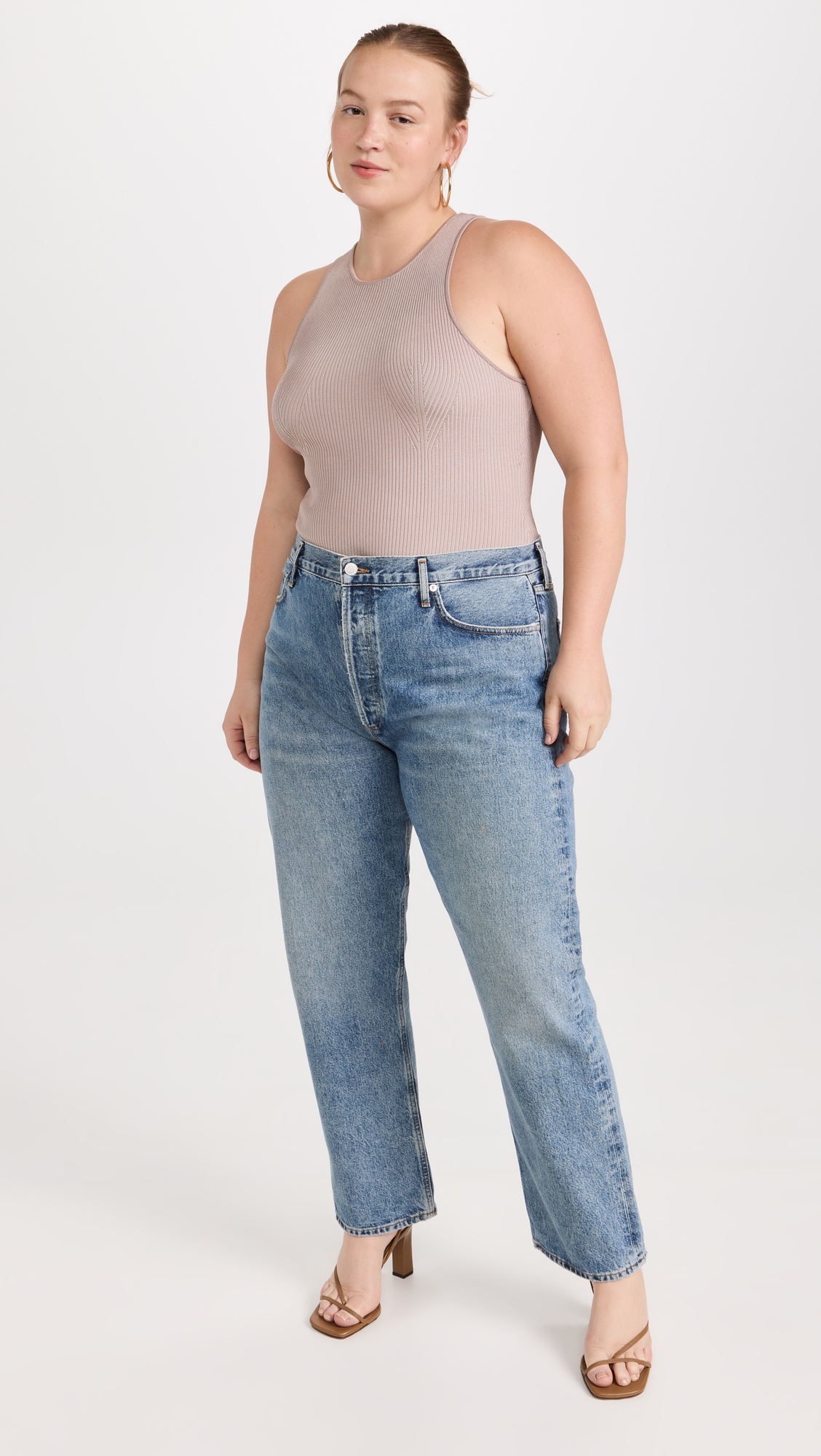90's Pinch Waist High Rise Straight Jeans - 7