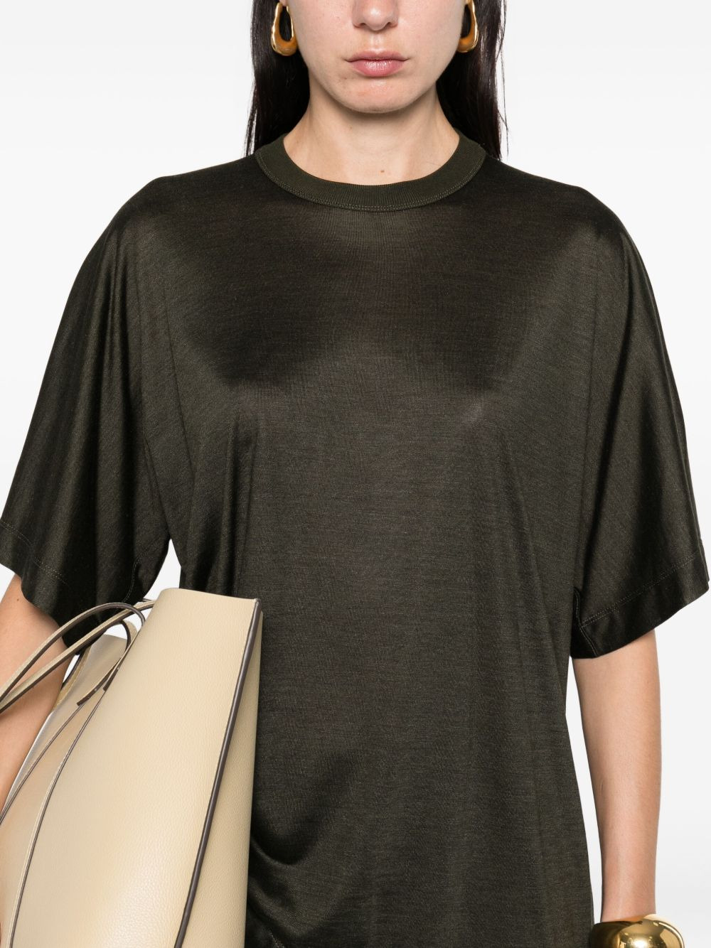 round-neck silk T-shirt - 5