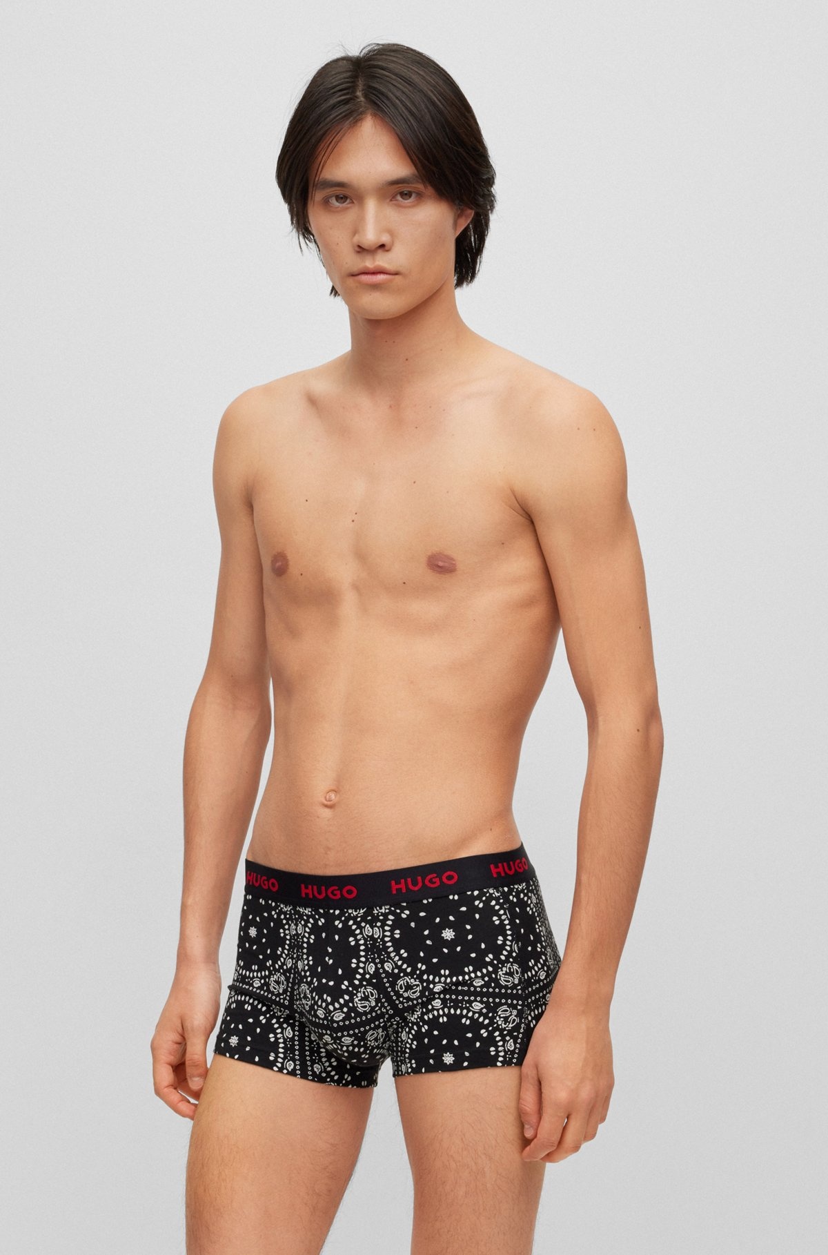 TRIPLE-PACK OF STRETCH-COTTON TRUNKS WITH LOGO WAISTBANDS - 6