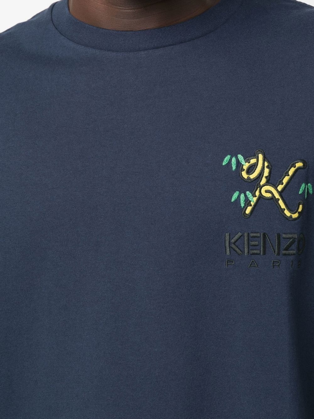 logo-embroidered cotton T-shirt - 5