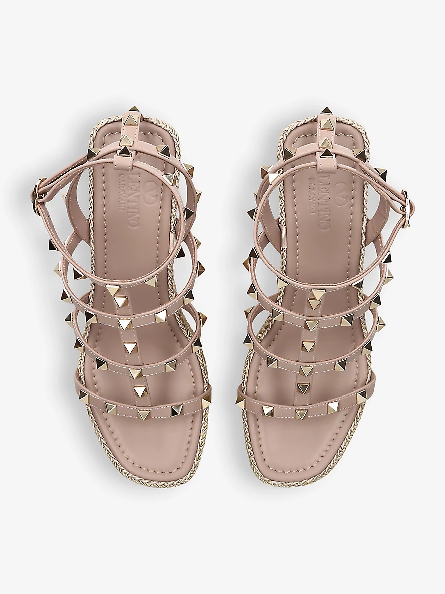Rockstud 95 braided leather heeled sandals - 2