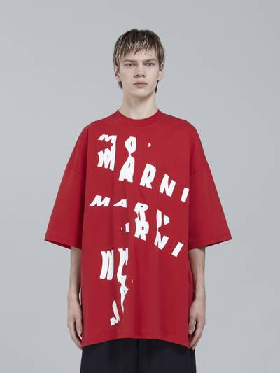 Marni SCANNED LOGO PRINT RED JERSEY OVERSIZED T-SHIRT outlook