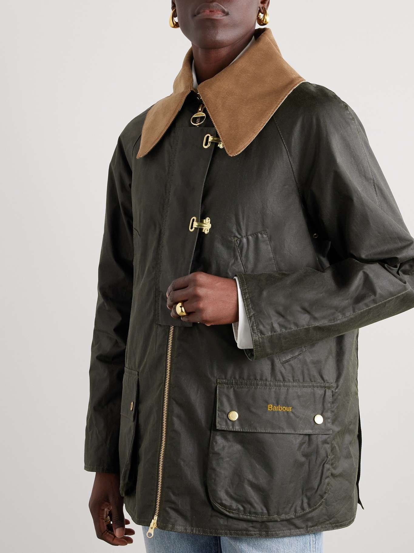 Kelburn corduroy-trimmed waxed-cotton jacket - 3