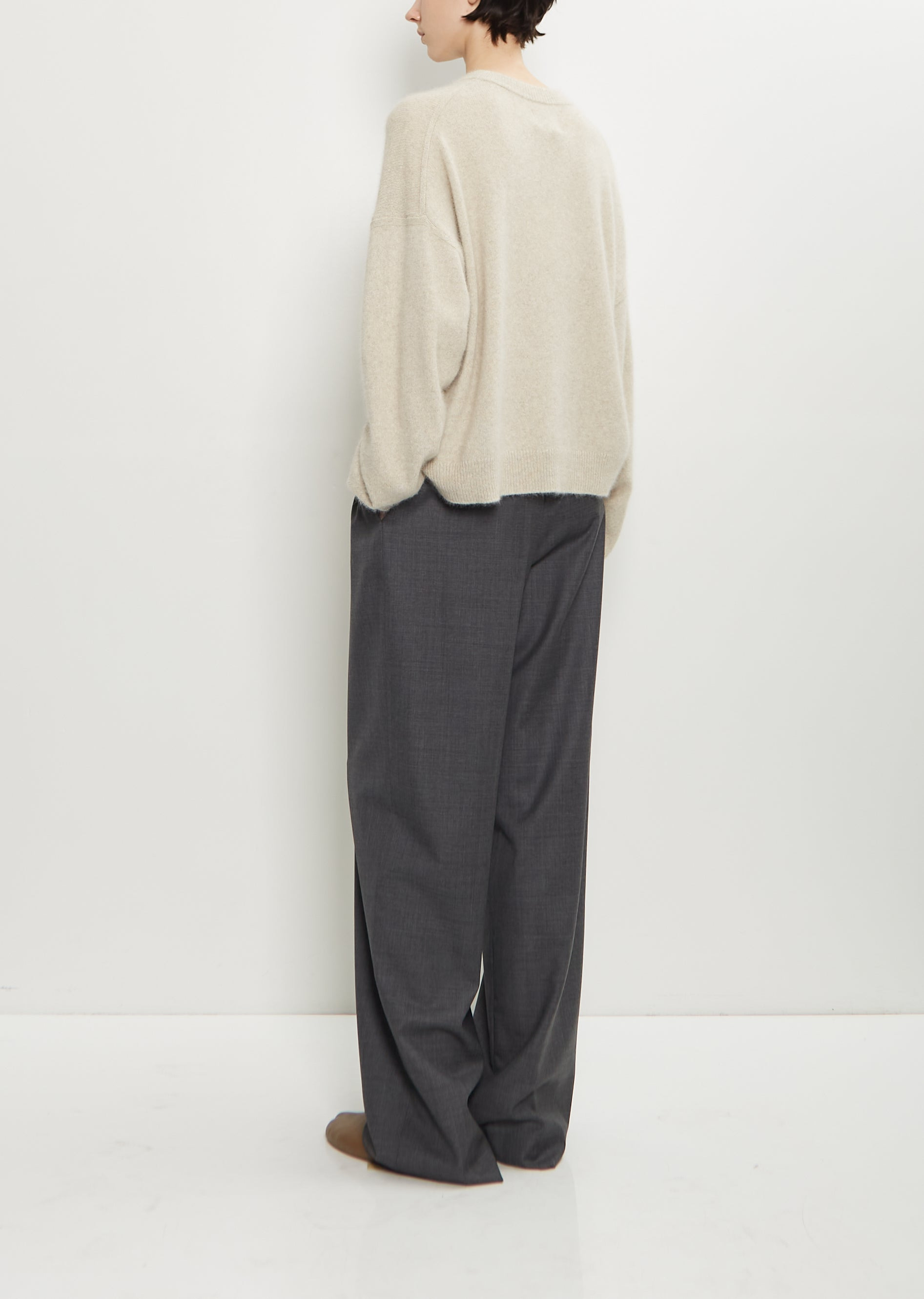 Cove Wool Wide Pants — Anthracite Melange - 3