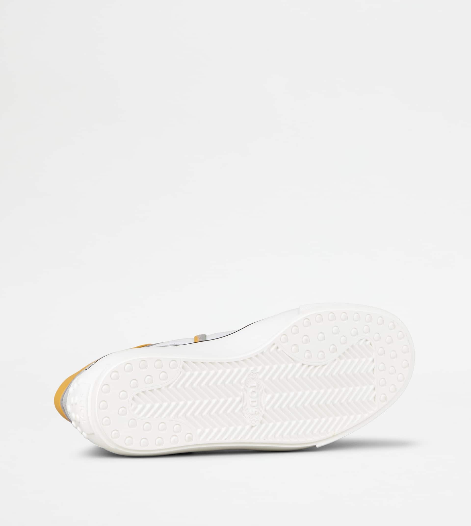 SNEAKERS IN LEATHER - GREY, WHITE, YELLOW - 4