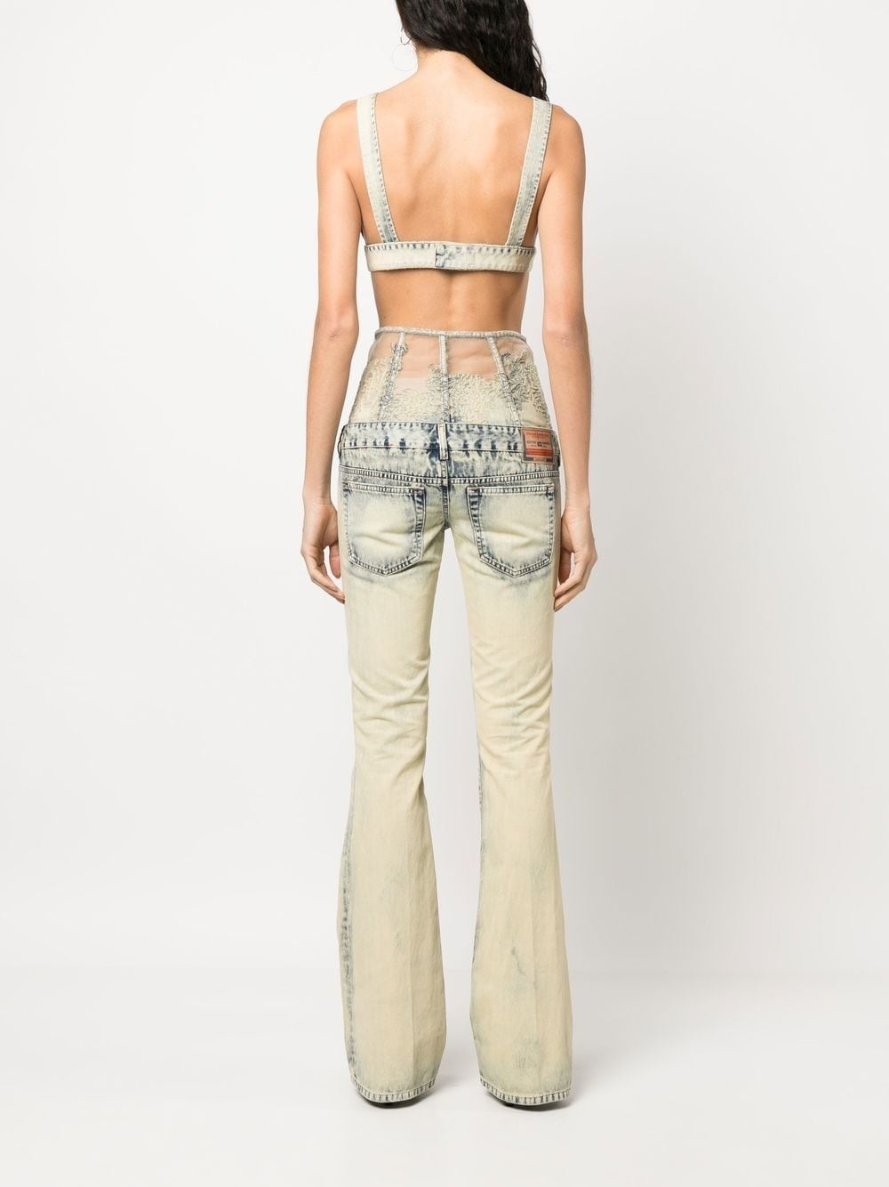 lace-high-waist flared jeans - 4