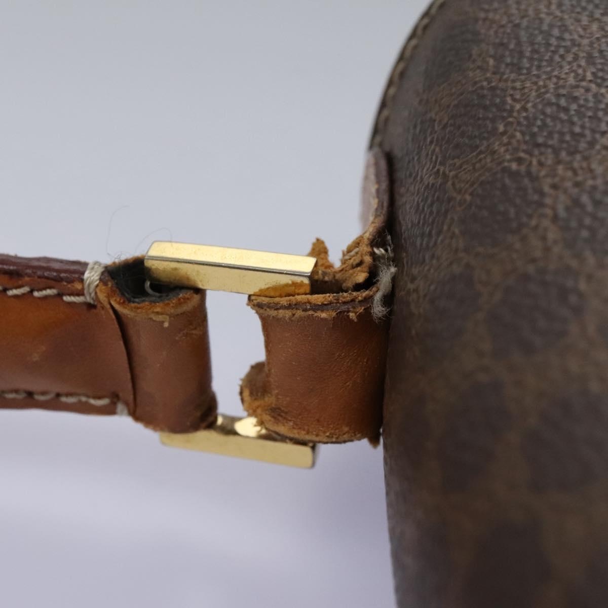 CELINE Macadam Canvas Hand Bag Pvc Leather Brown Gold - 11