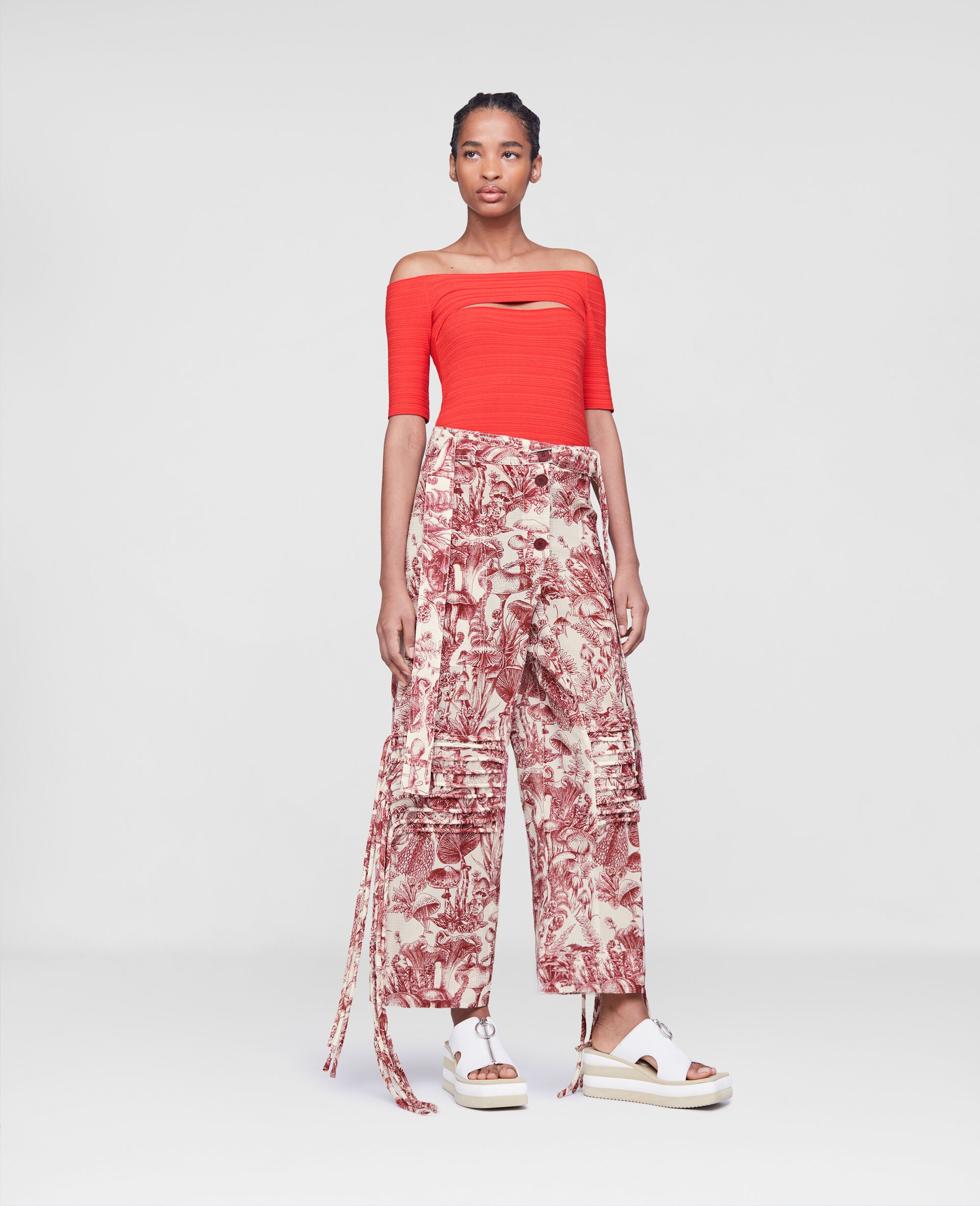 Mushroom Print Fringed Pants - 2