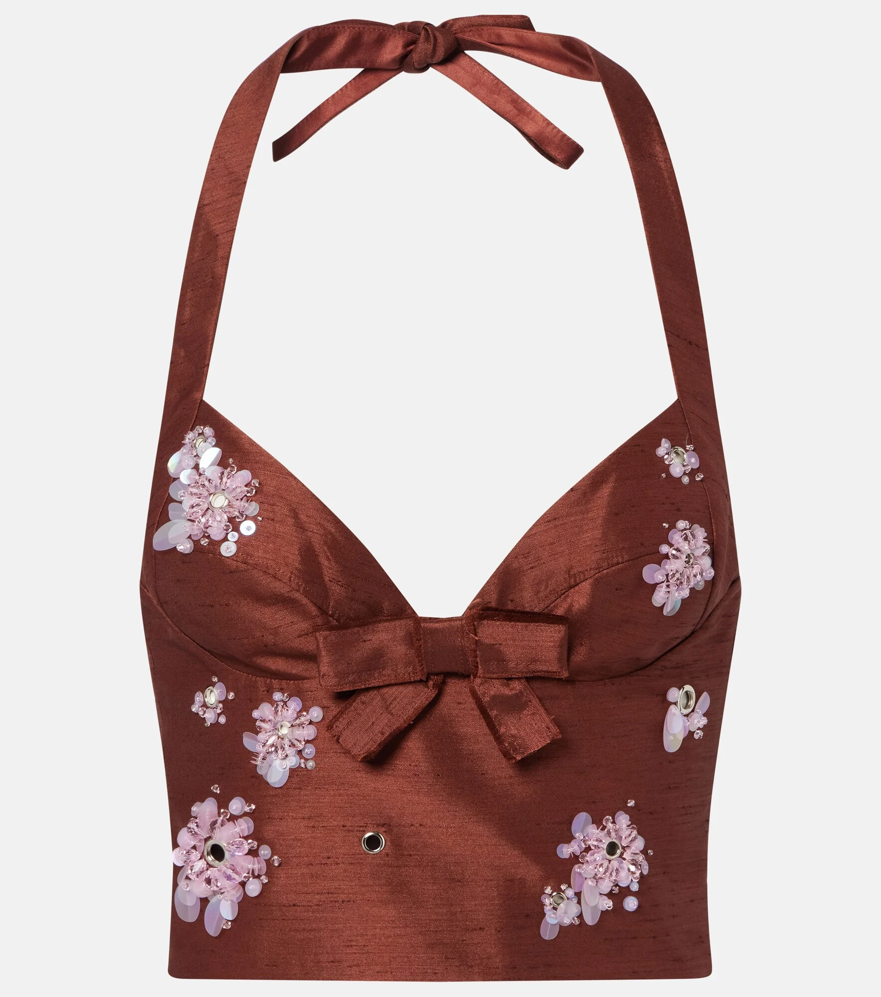 Embellished halterneck crop top - 1