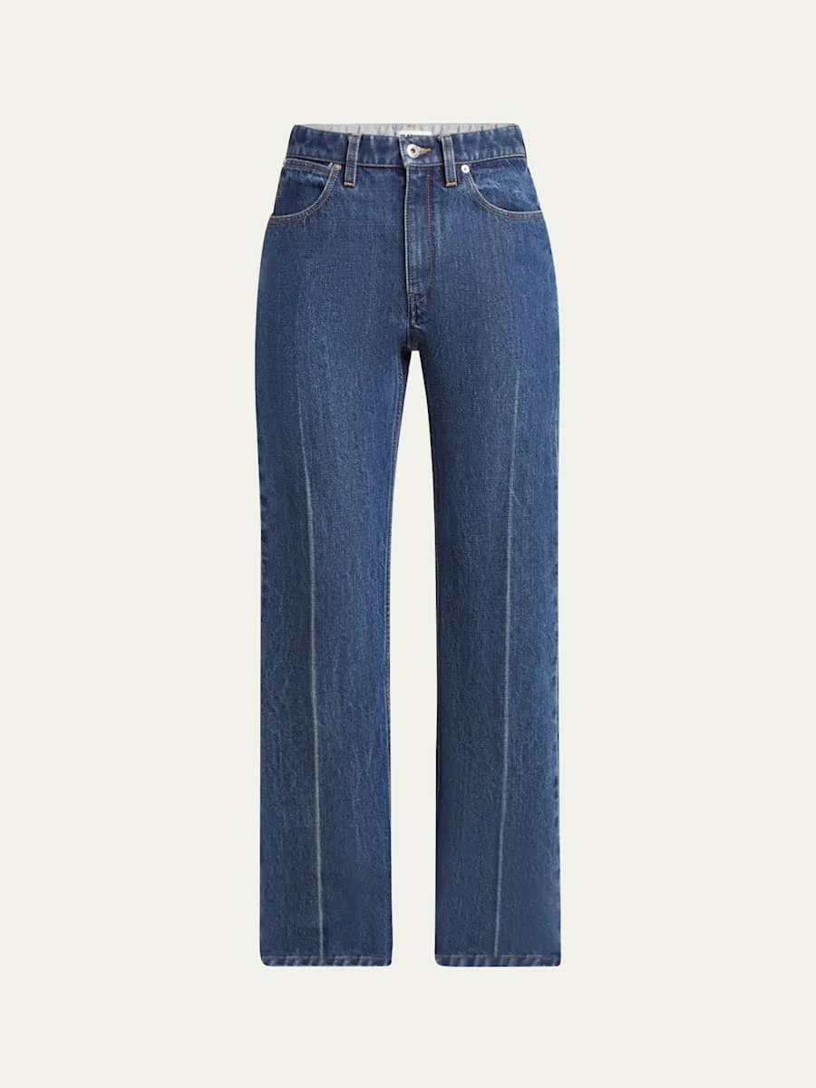 High-Rise Crease-Line Slim-Leg Jeans - 1